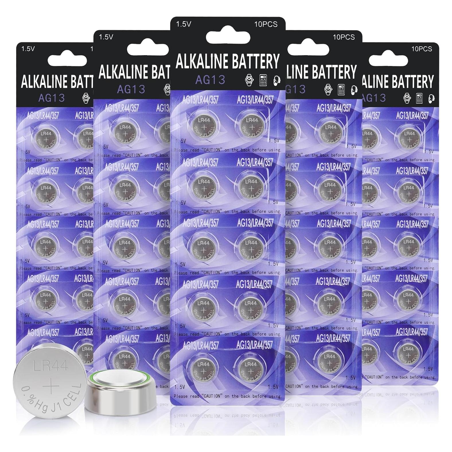 Paquete de 50 Baterías Alcalinas LR44 1.5V Premium Kunying