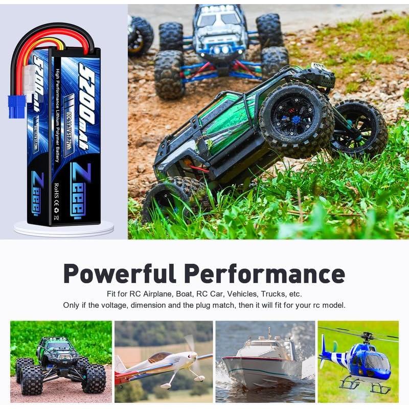 Batería Lipo Zeee 3S 5200mAh 11.1V 80C EC3 - Paquete de 2