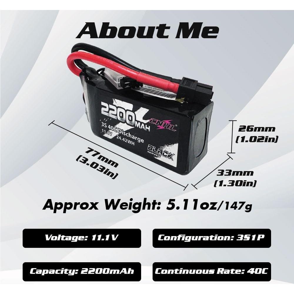 Batería Lipo CNHL 2200mAh 3S 40C 11.1V con Conector XT60