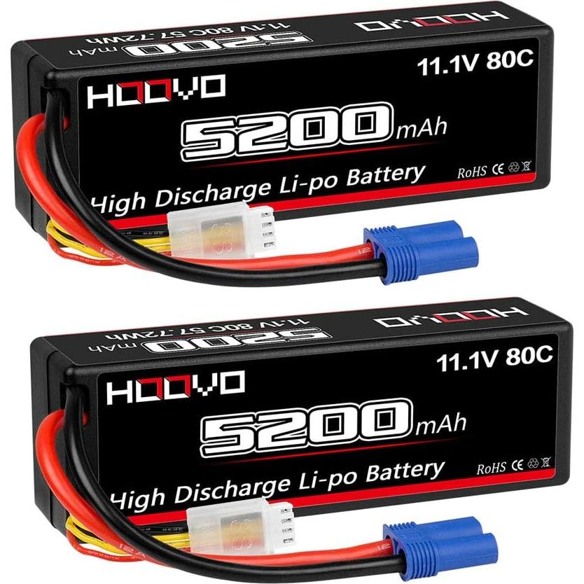 Batería Lipo HOOVO 3S 11.1V 5200mAh 80C EC5 - 2 Paquetes