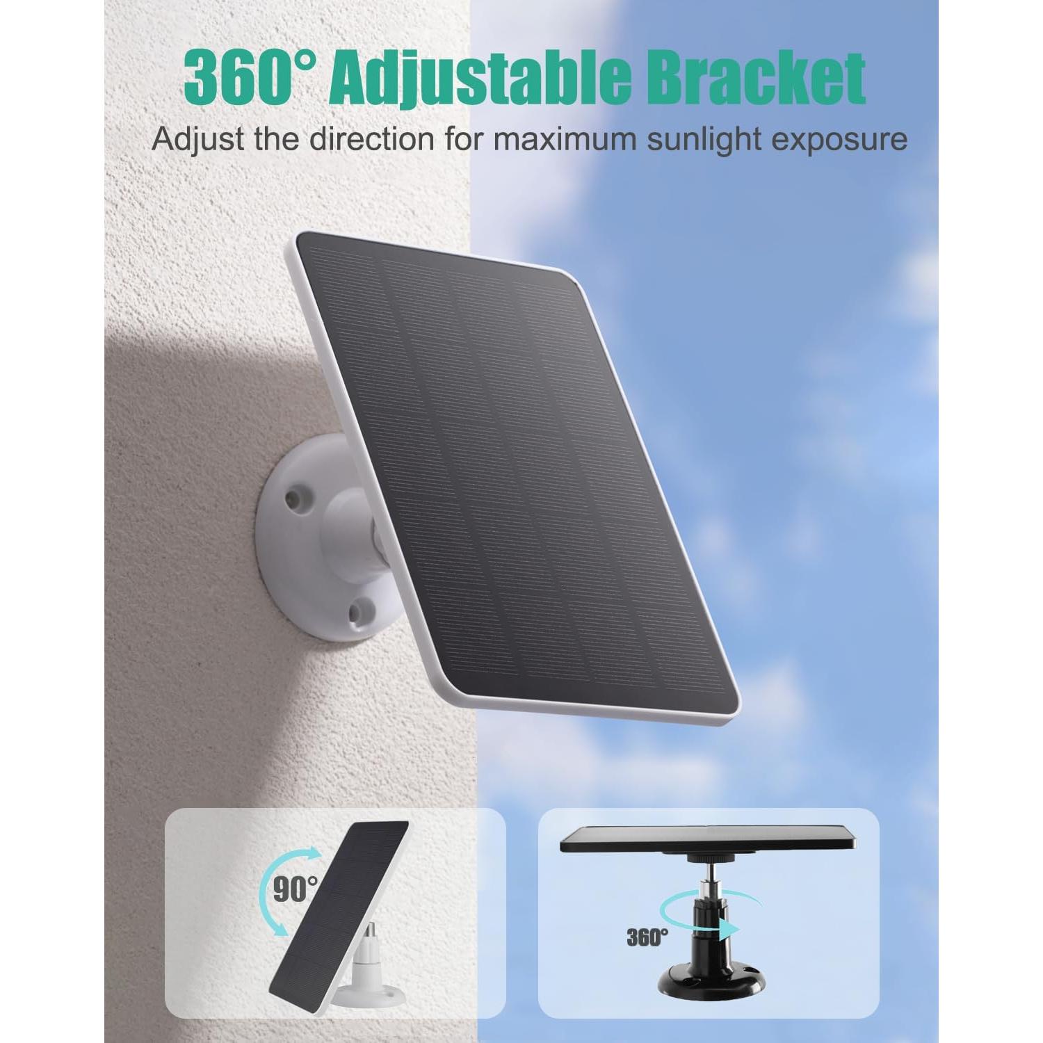 Cargador Solar CYZYYLS 5W para Ring Stick Up Cam - Paquete de 2