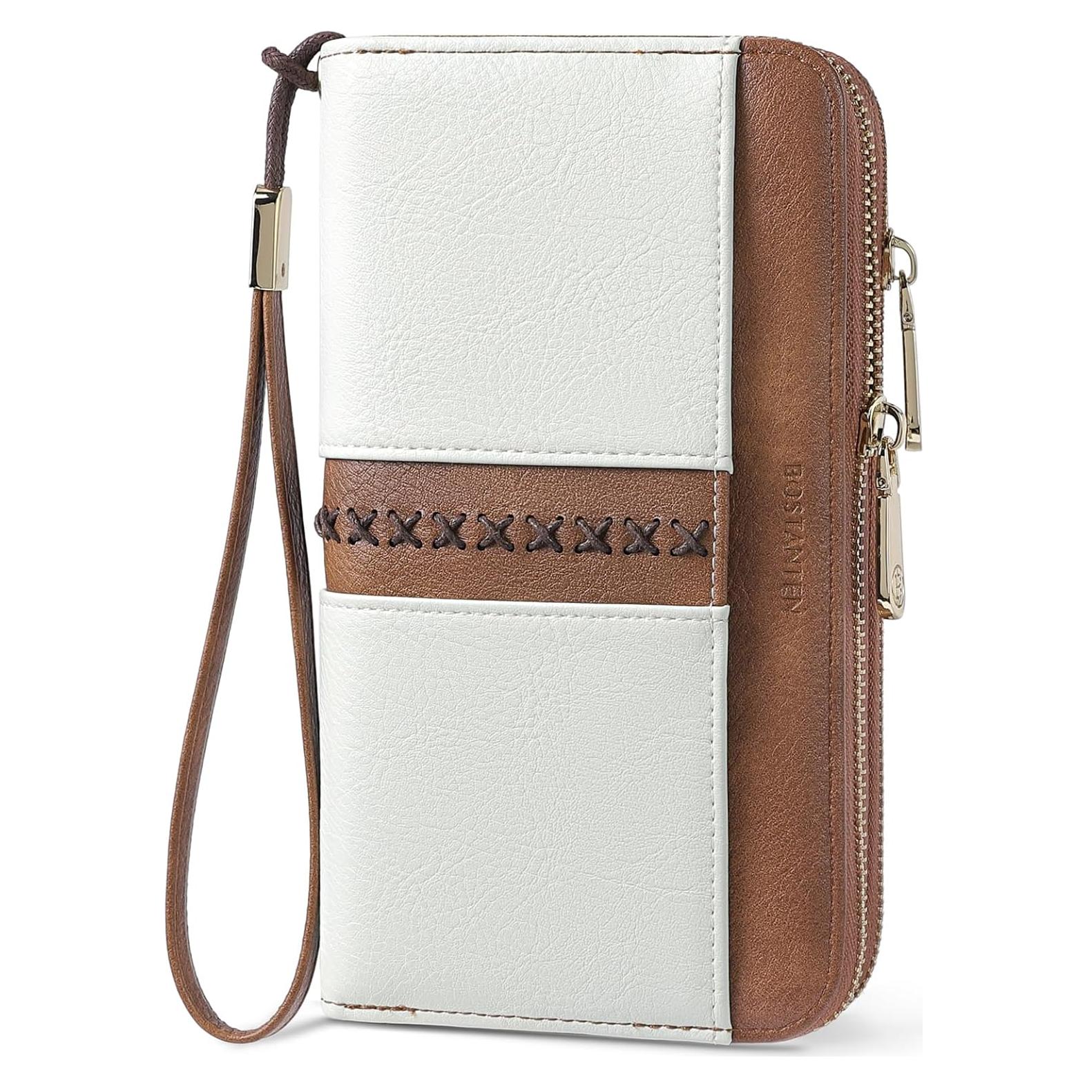 Cartera BOSTANTEN Mujer Cuero RFID Doble Cierre 20x11cm