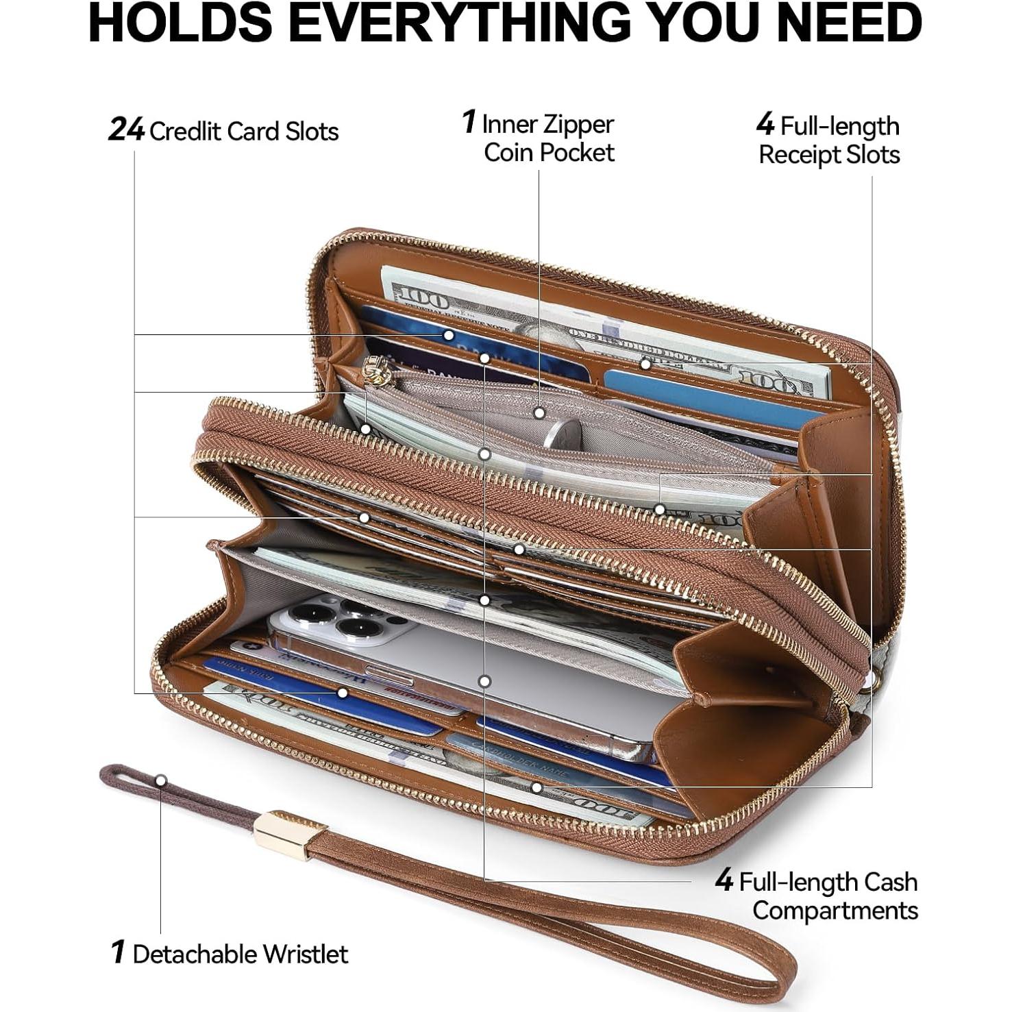 Cartera BOSTANTEN Mujer Cuero RFID Doble Cierre 20x11cm