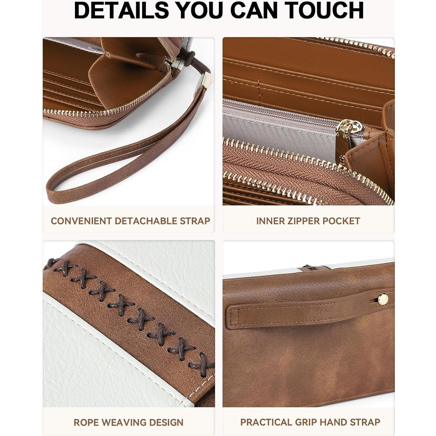 Cartera BOSTANTEN Mujer Cuero RFID Doble Cierre 20x11cm