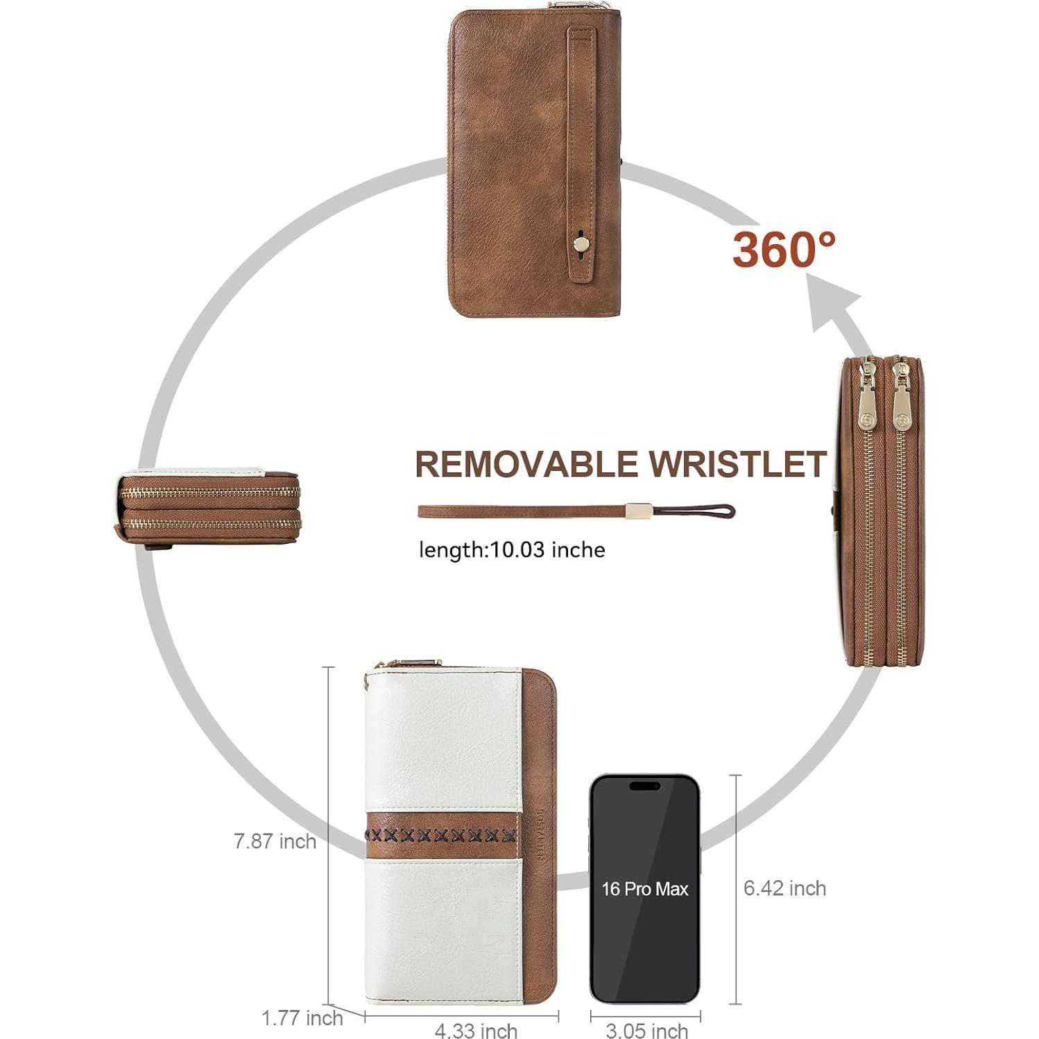 Cartera BOSTANTEN Mujer Cuero RFID Doble Cierre 20x11cm