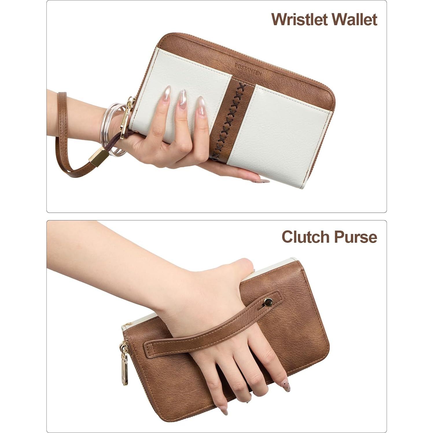 Cartera BOSTANTEN Mujer Cuero RFID Doble Cierre 20x11cm