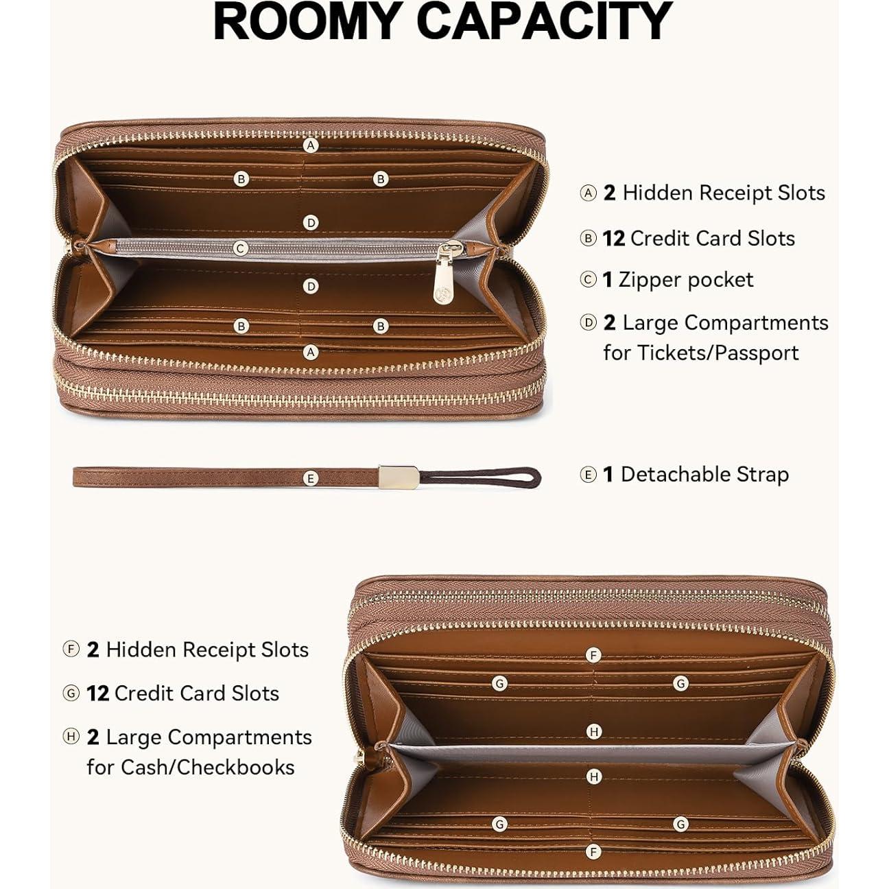 Cartera BOSTANTEN Mujer Cuero RFID Doble Cierre 20x11cm