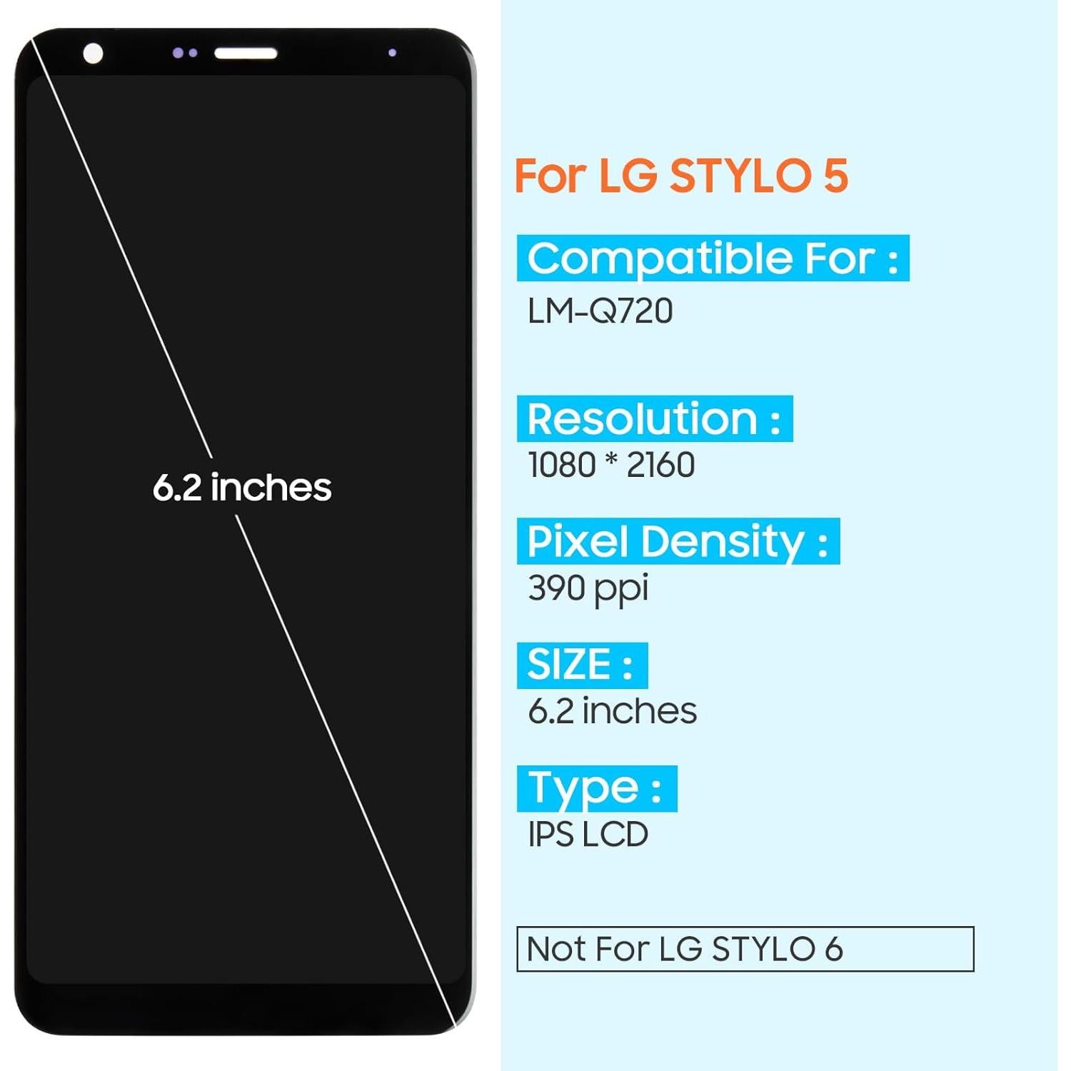 Reemplazo Pantalla LCD para LG Stylo 5 Q720 - Kit Reparación