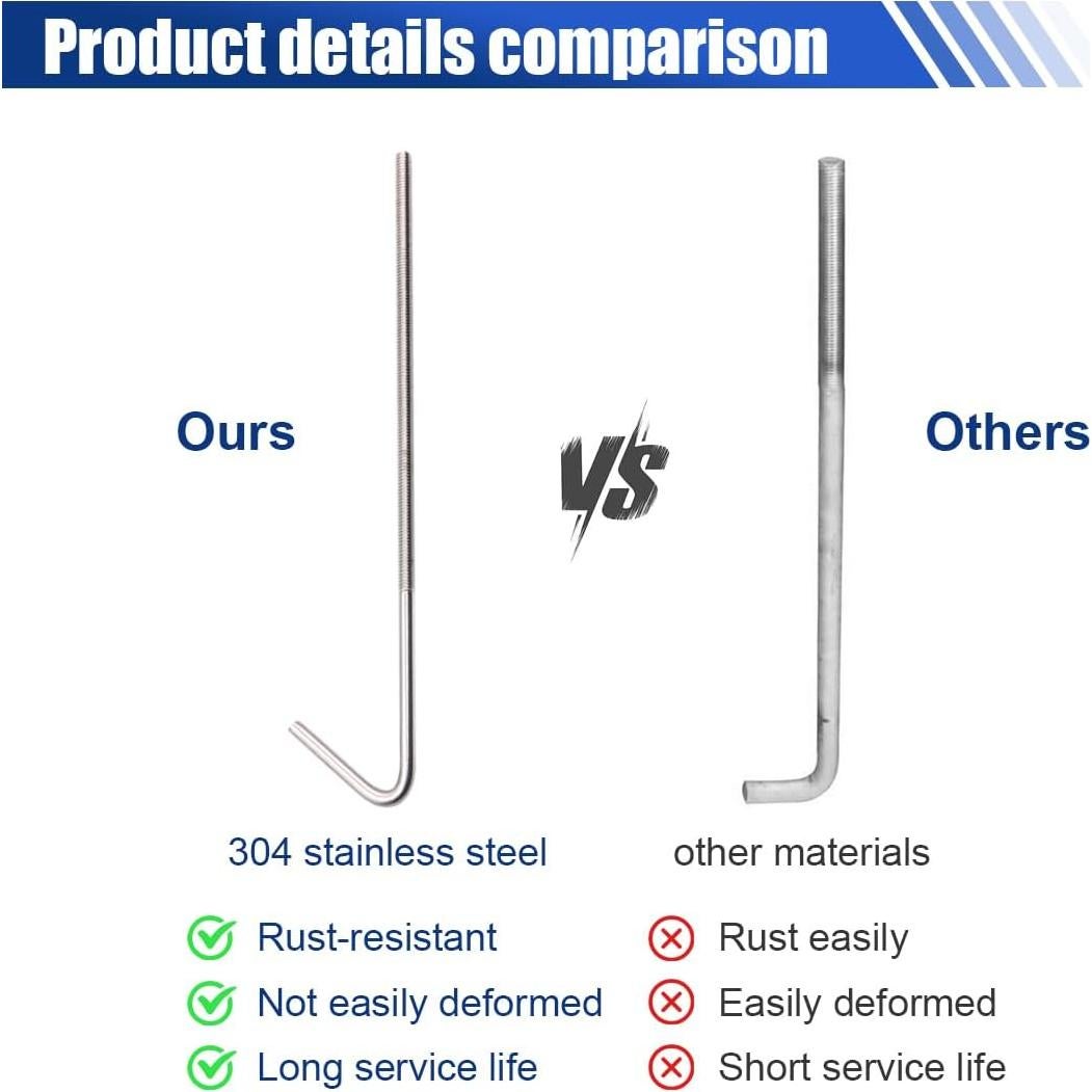 Tornillos de Sujeción de Batería J Gancho GLSOWEE 25.4 cm