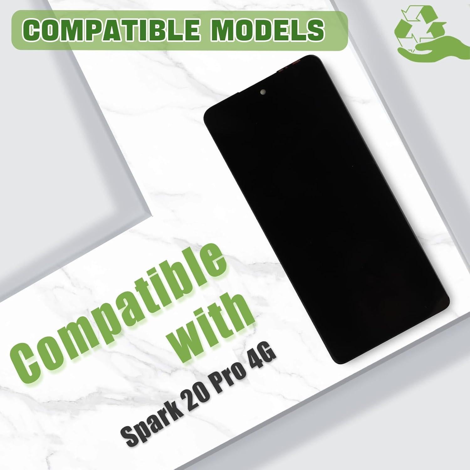 Reemplazo Pantalla LCD Tecno Spark 20 Pro KJ6 Negro