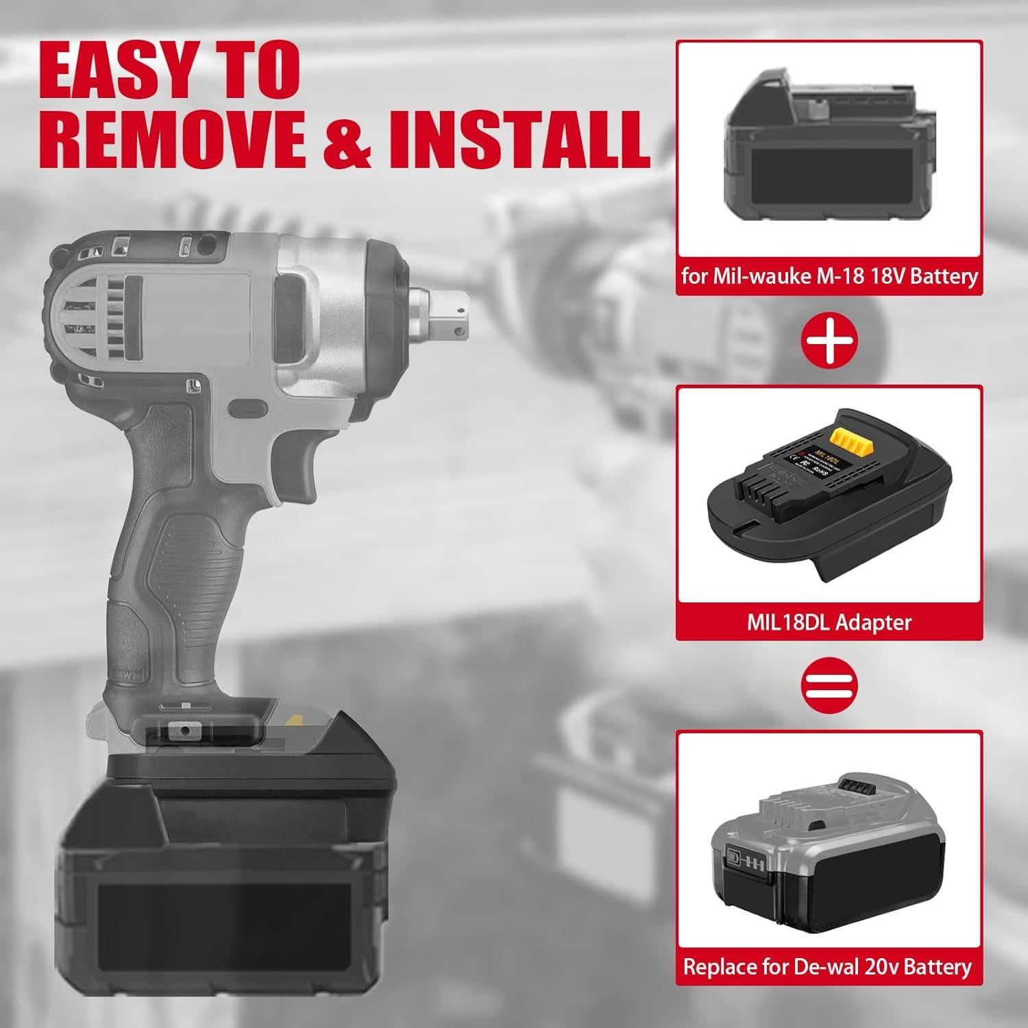 Adaptador de Batería Milwaukee M18 a Dewalt 20V DCB200