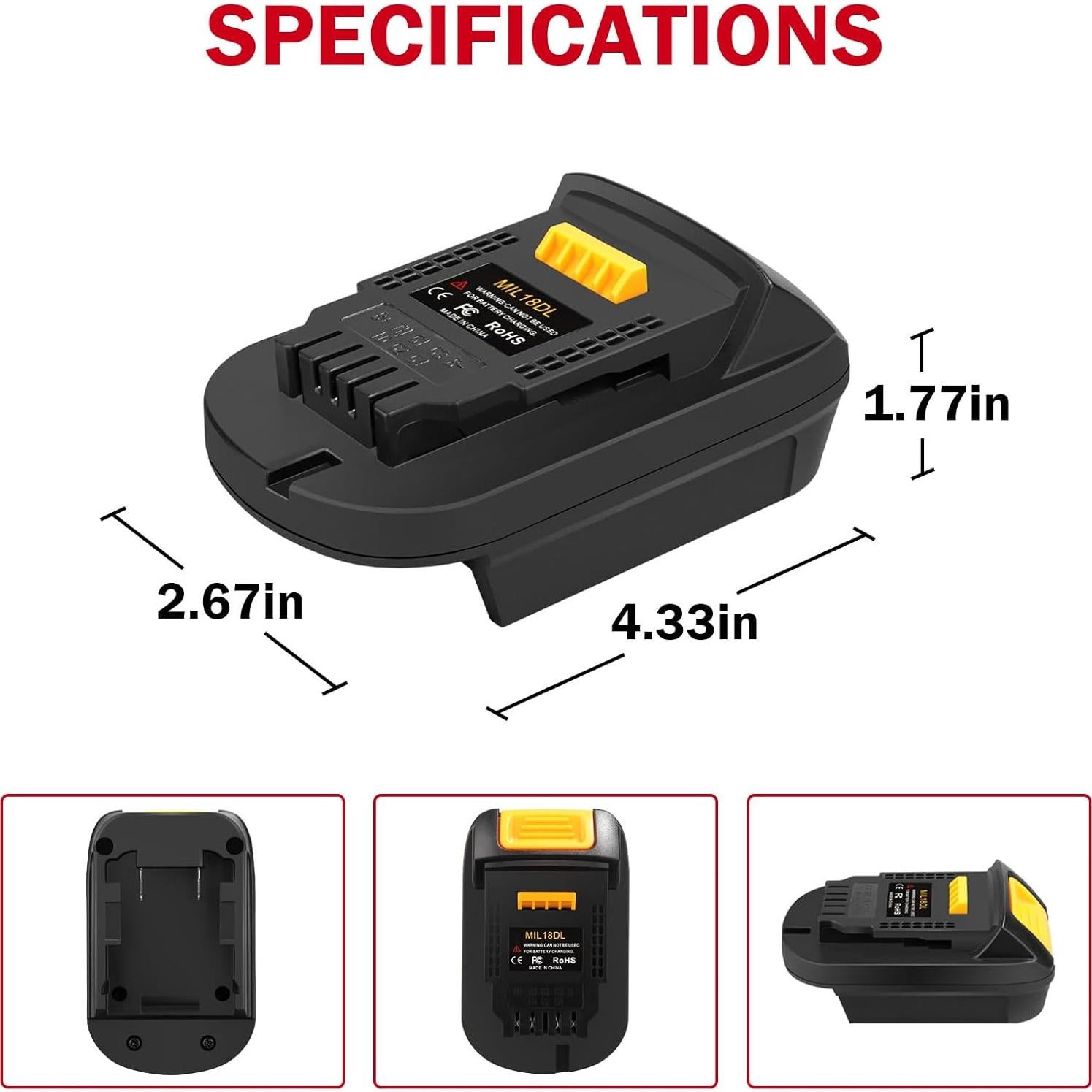 Adaptador de Batería Milwaukee M18 a Dewalt 20V DCB200