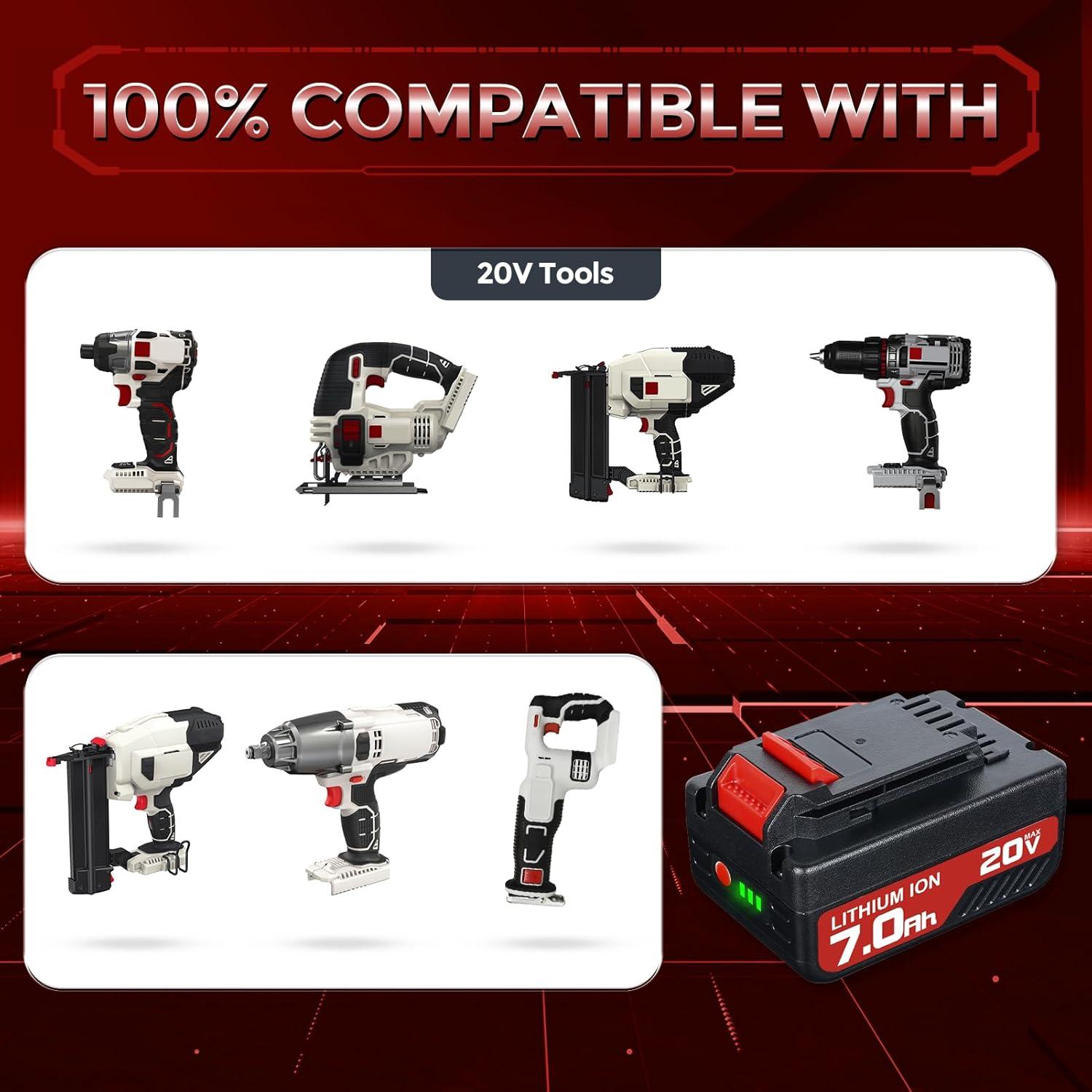 2 Baterías Reemplazo Porter Cable 20V 7.0Ah Litio-ion