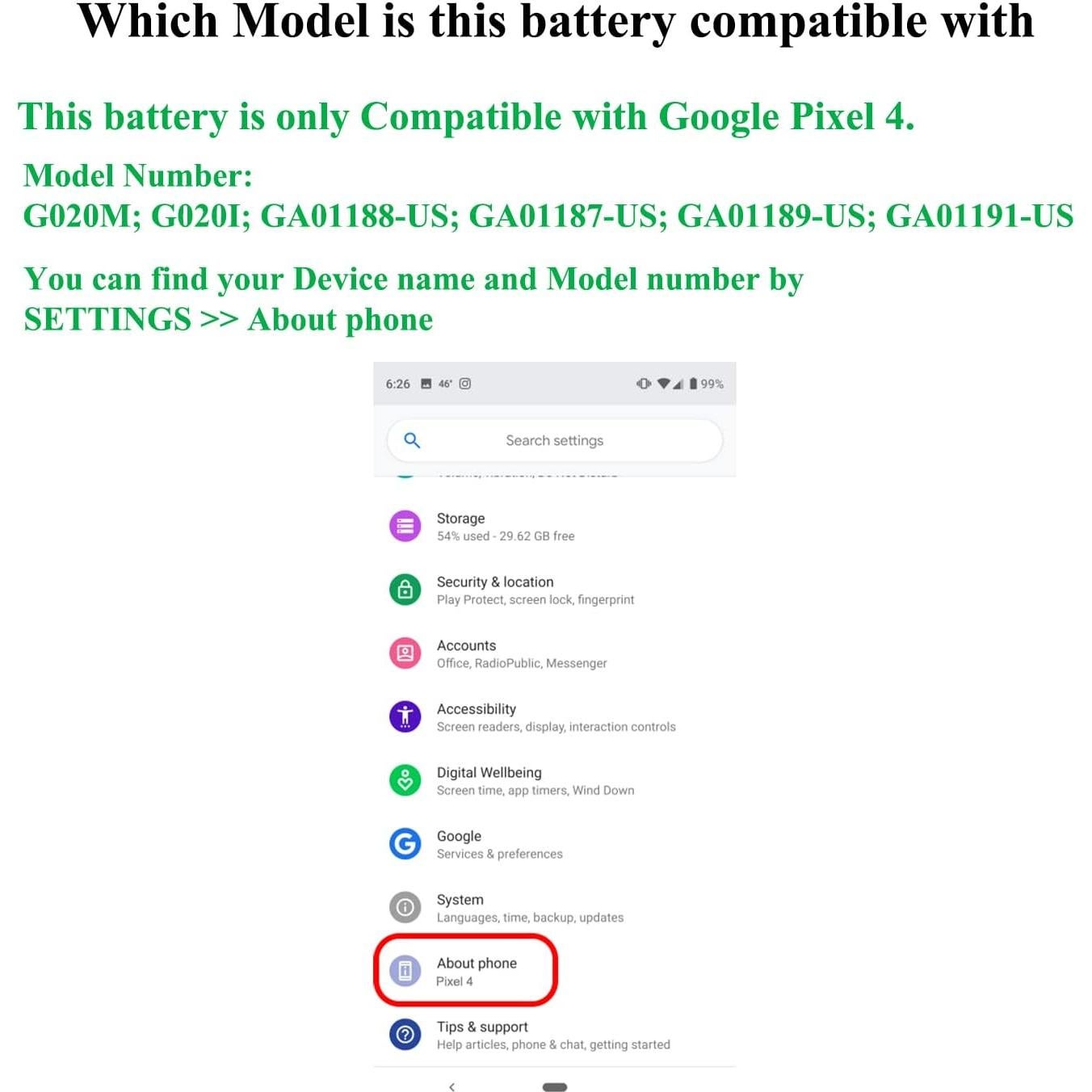 Batería de Reemplazo OEM para Google Pixel 4 con Herramientas