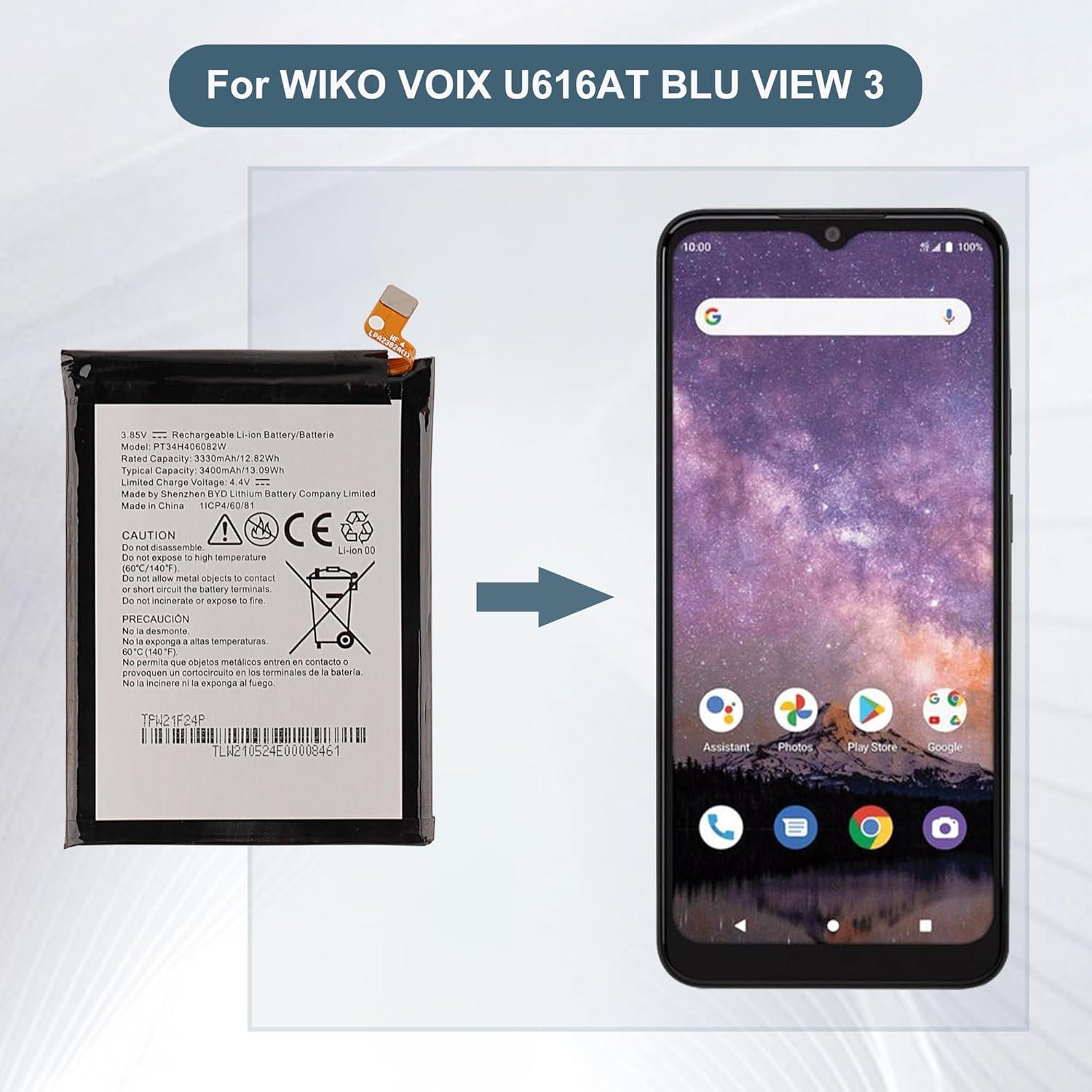 Batería de Reemplazo PT34H406082J 3400mAh para WIKO VOIX