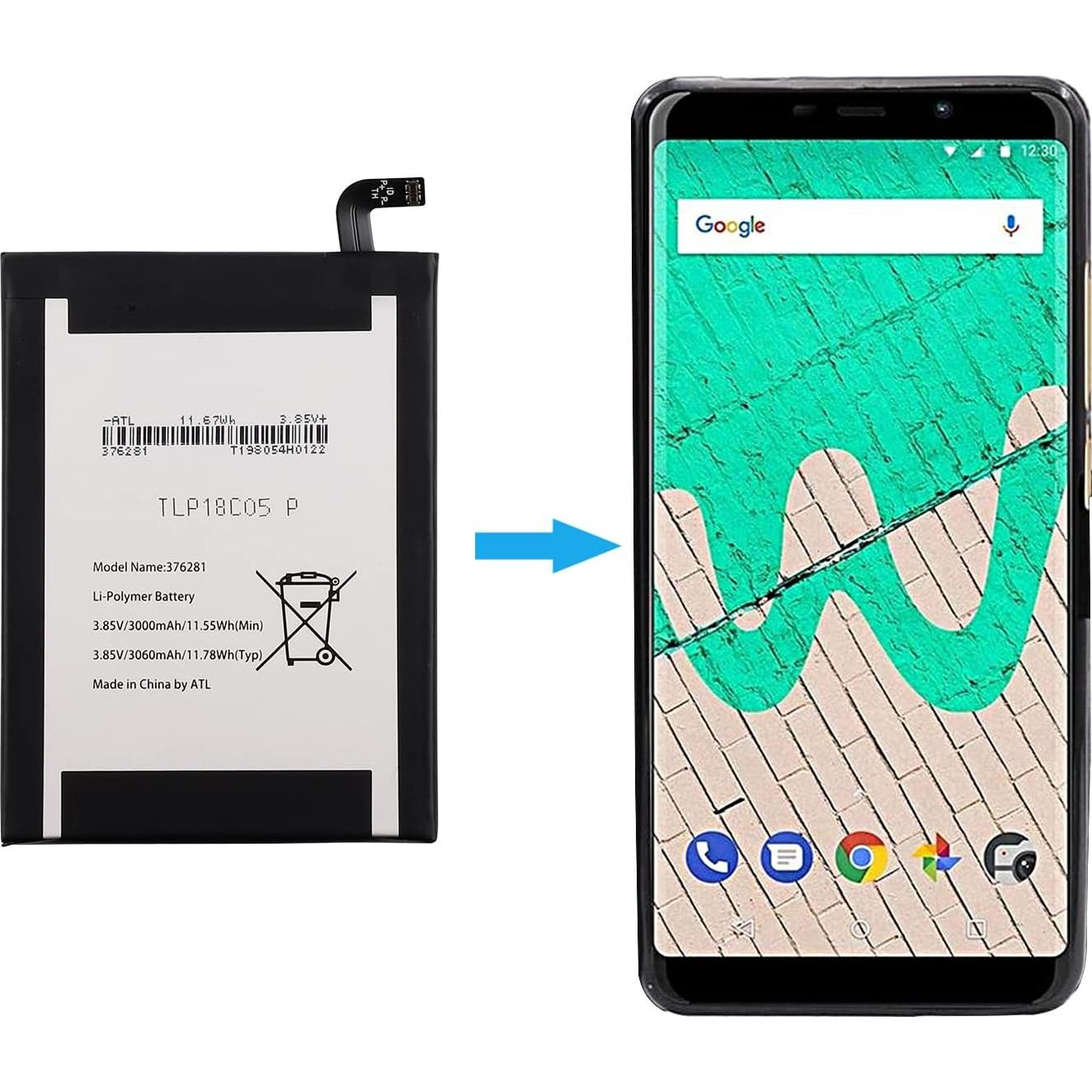 Batería de Reemplazo Duotipa TLP18C05 para Wiko 376281 3060mAh