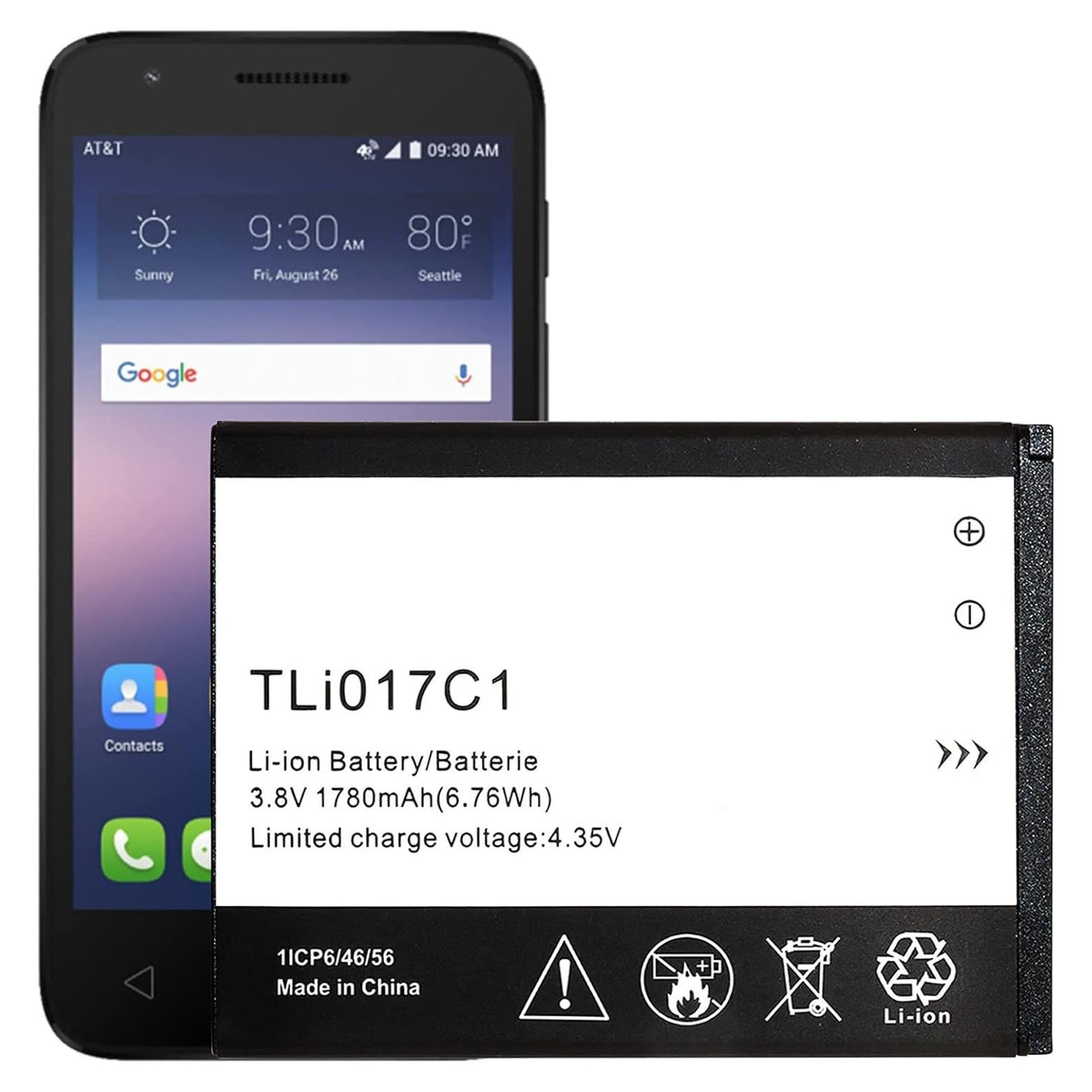 Batería de Reemplazo DDONG TLi017C1 para Alcatel Jitterbug Flip