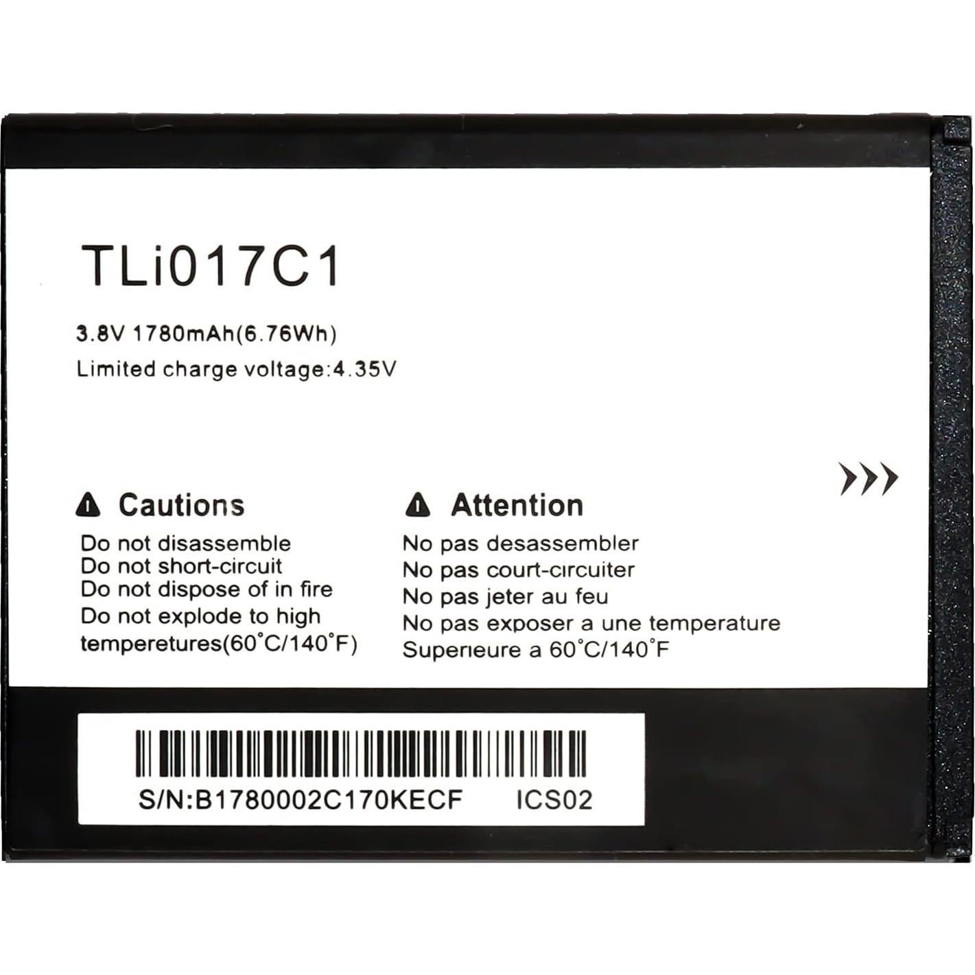 Batería de Reemplazo DDONG TLi017C1 para Alcatel Jitterbug Flip