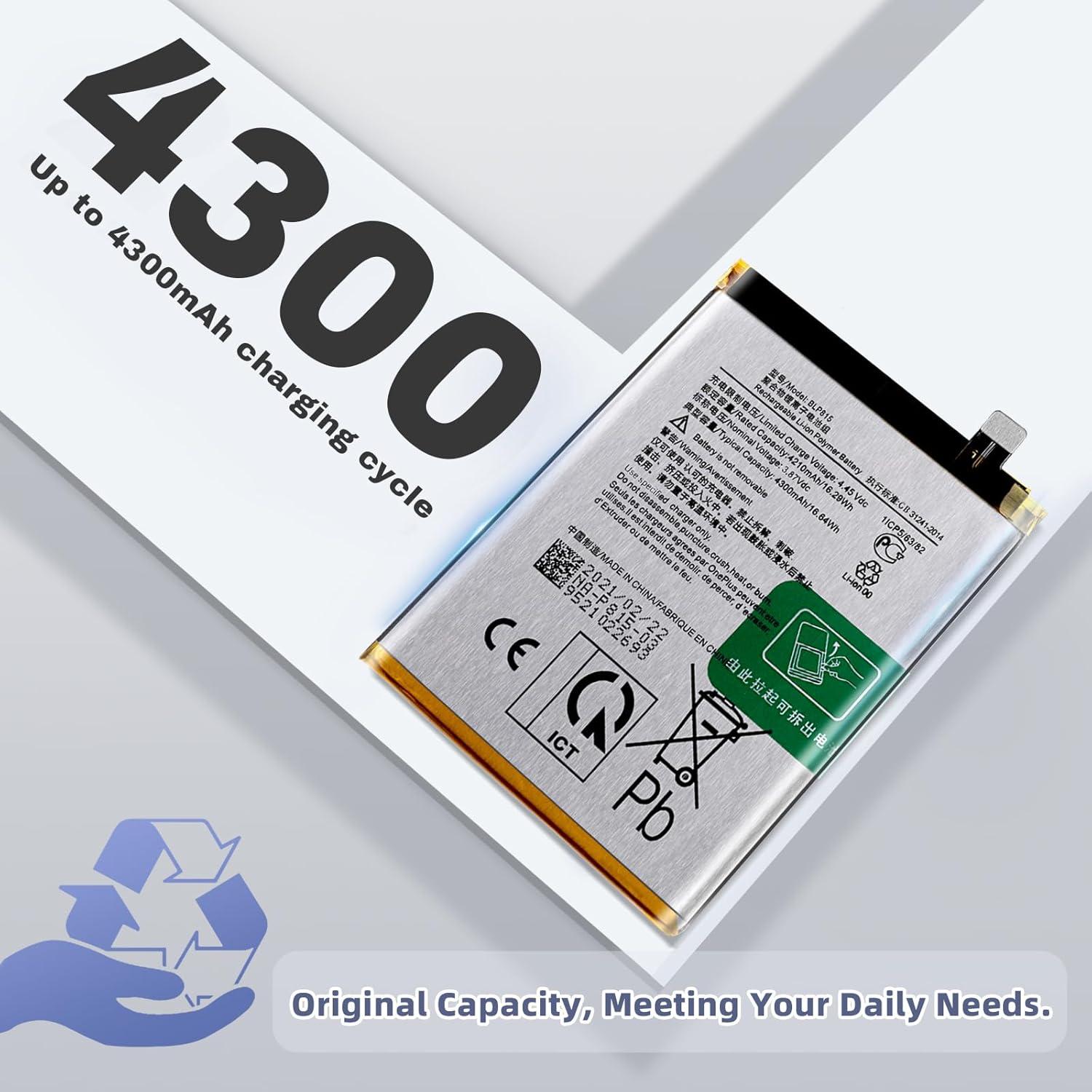 Batería de Reemplazo BLP815 para OnePlus Nord N10 5G 4210mAh