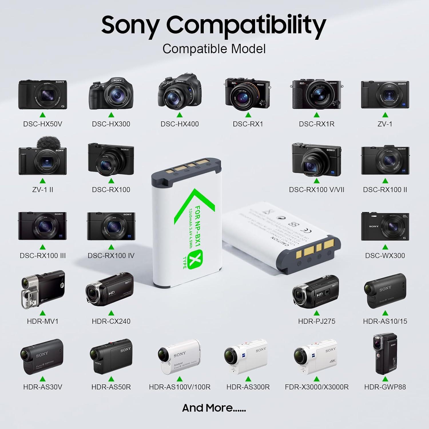 Batería Recargable NP-BX1 y Cargador USB Doble Sony