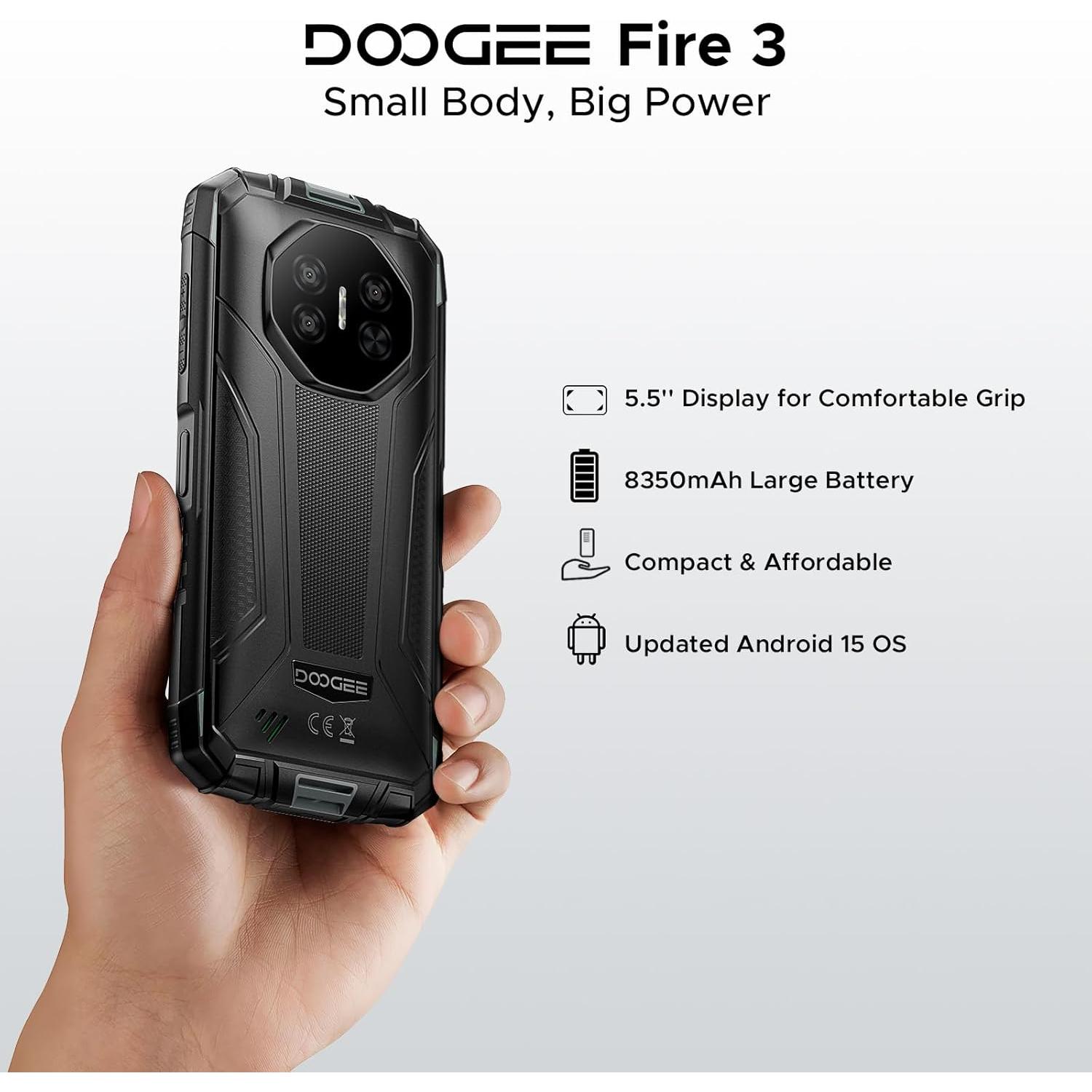 DOOGEE Fire 3 Teléfono Resistente Android 15 12GB 64GB Gris