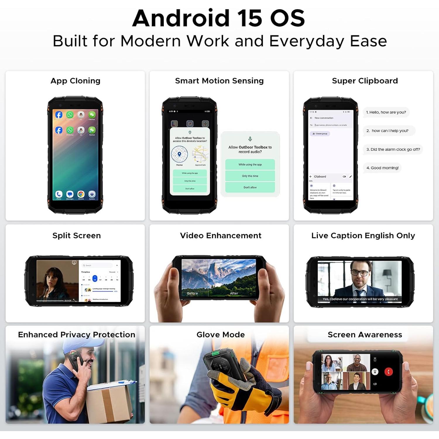 DOOGEE Fire 3 Teléfono Resistente Android 15 12GB 64GB Gris