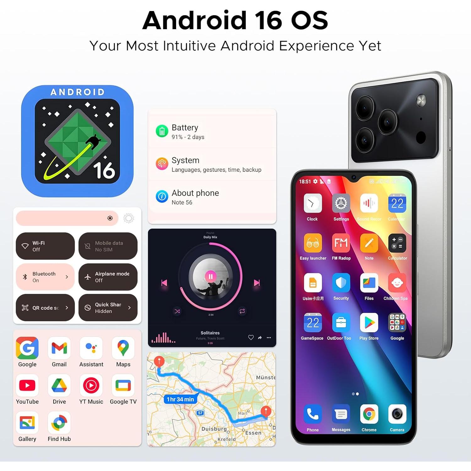 DOOGEE Note 56 Smartphone Android 16, 6150mAh, 24GB+64GB, 6.56"