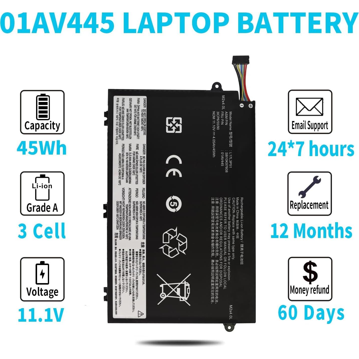 Batería de Laptop 45Wh Emanjor L17L3P51 para Lenovo ThinkPad