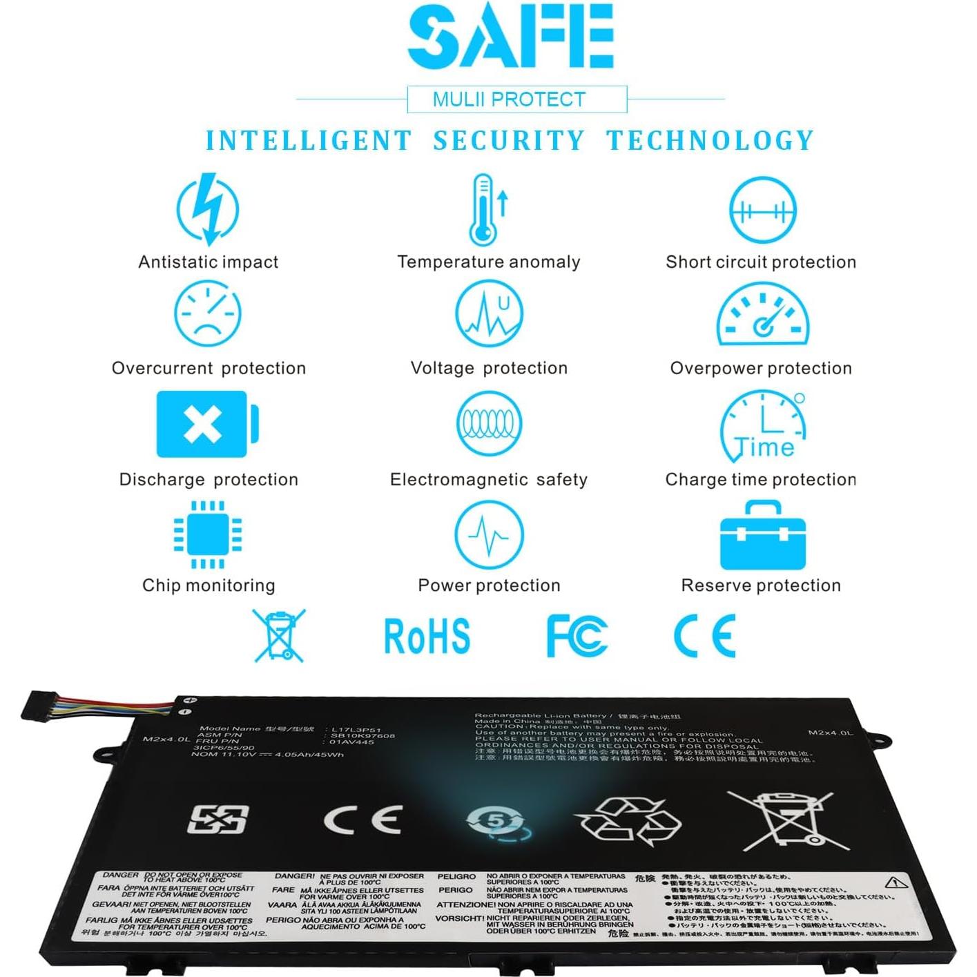 Batería de Laptop 45Wh Emanjor L17L3P51 para Lenovo ThinkPad
