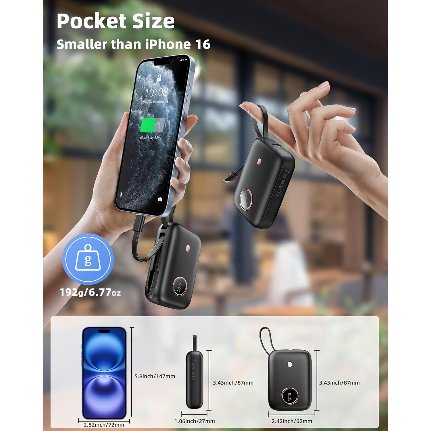 Banco de Energía 10,000mAh ZW Carga Rápida 22.5W USB-C