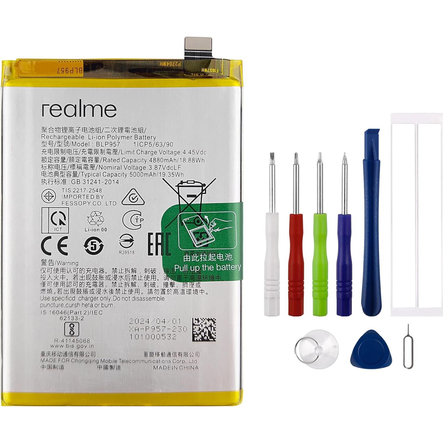 Batería Recargable BLP957 para OPPO Realme 10 5G 4900mAh