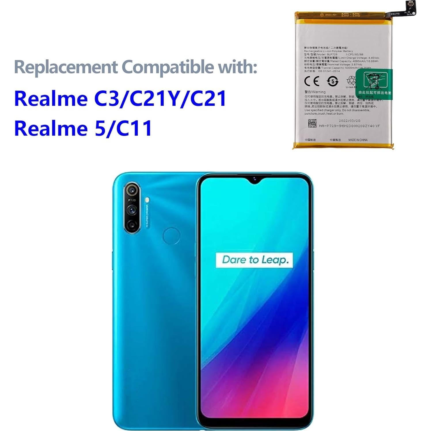 Batería Recargable BLP729 4880mAh para Realme C3/C21Y/C21/5/11
