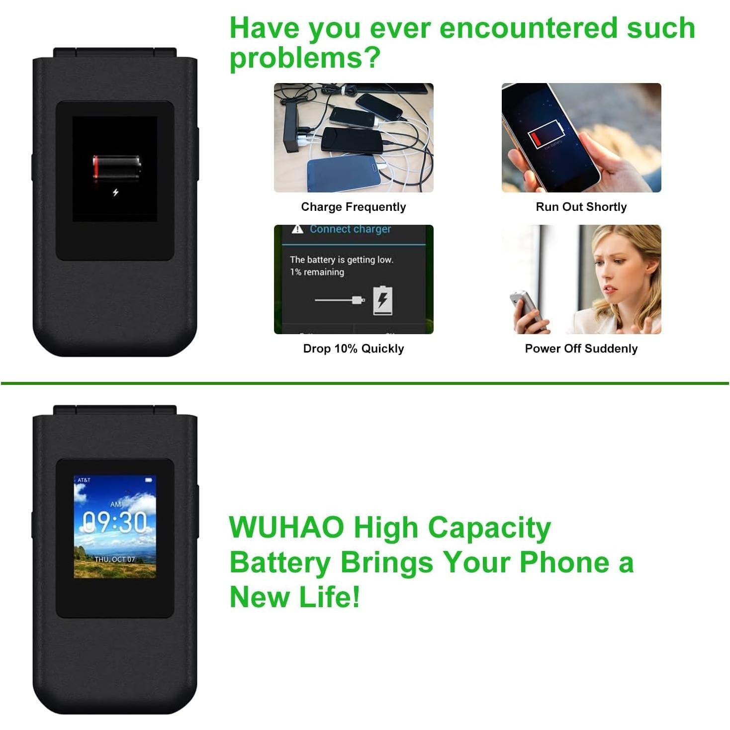 Batería de Reemplazo HE402 WUHAO para Nokia 2760 Flip 32g