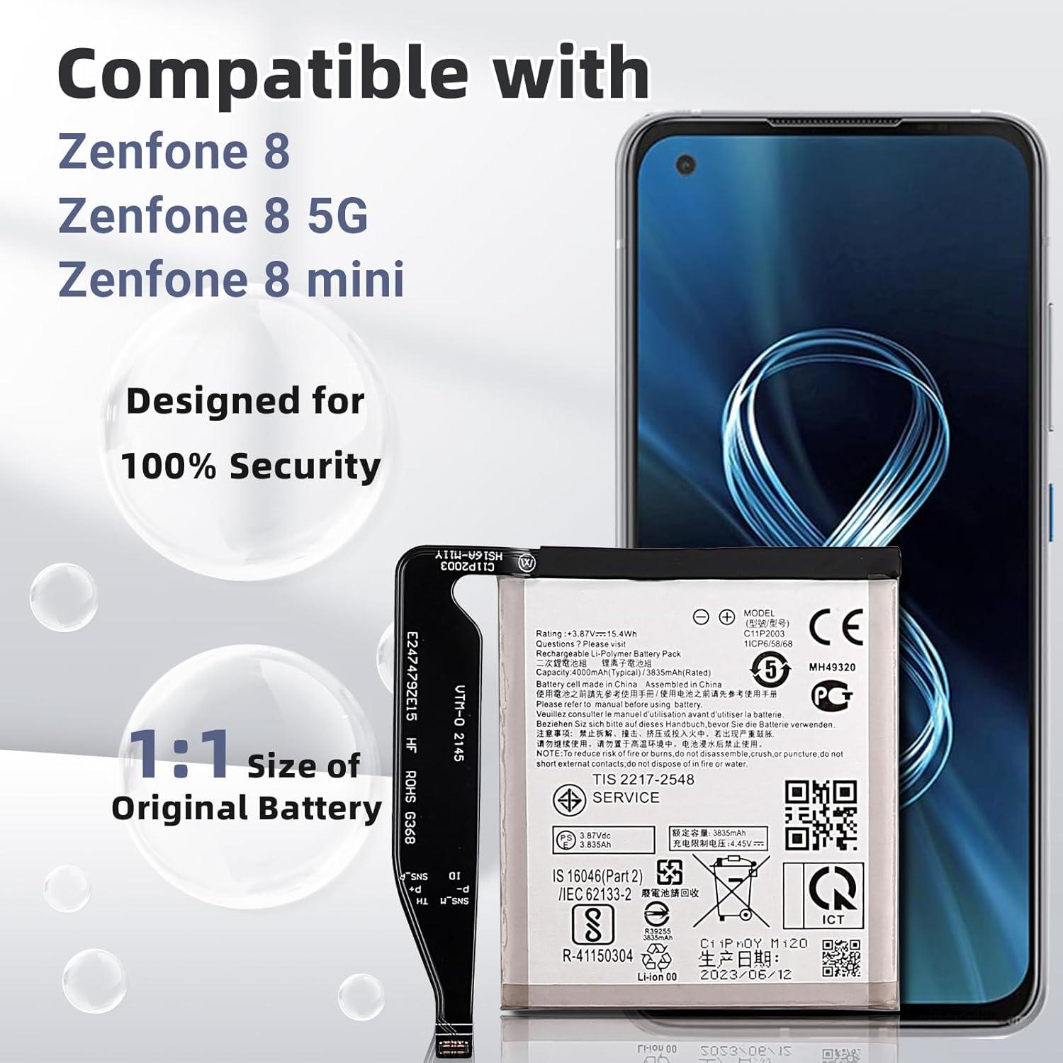 Batería de Reemplazo C11P2003 para ASUS Zenfone 8 4000mAh