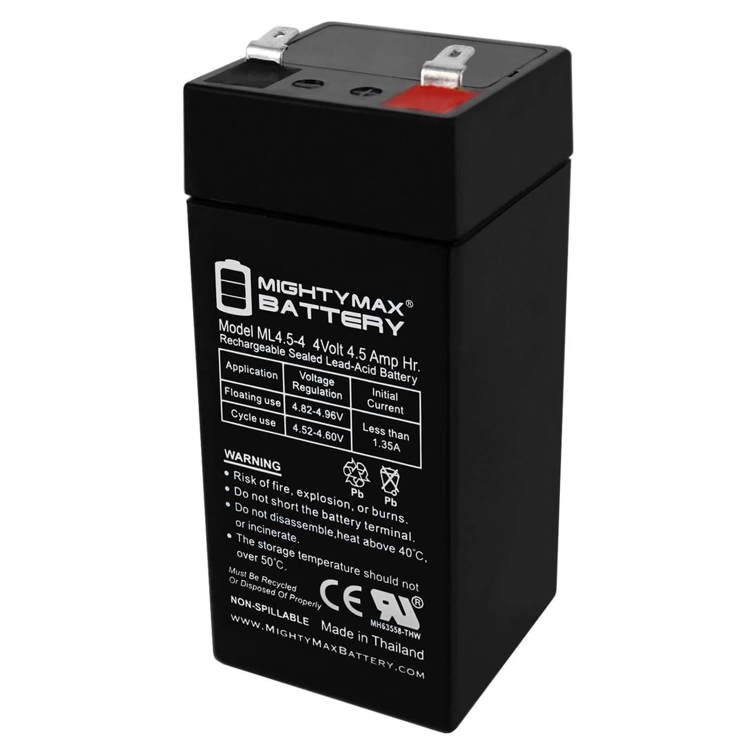 Batería recargable Mighty Max 4V 4.5Ah plomo sellada