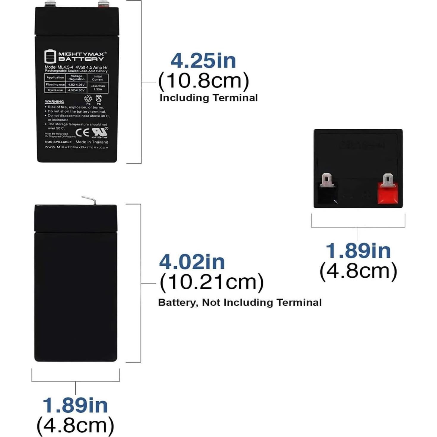 Batería recargable Mighty Max 4V 4.5Ah plomo sellada