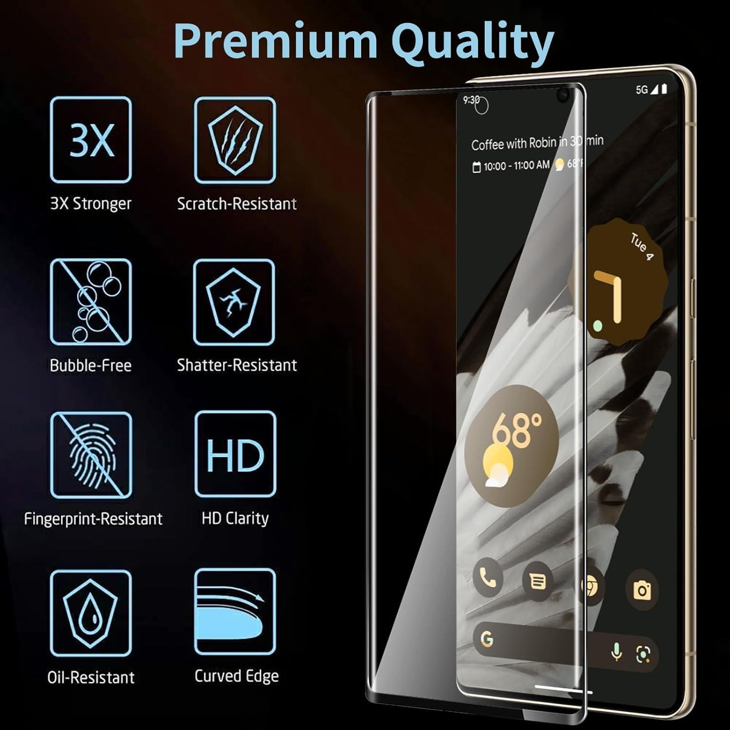 Protector de Pantalla Vidrio Templado Arshek Pixel 7 Pro 3+1