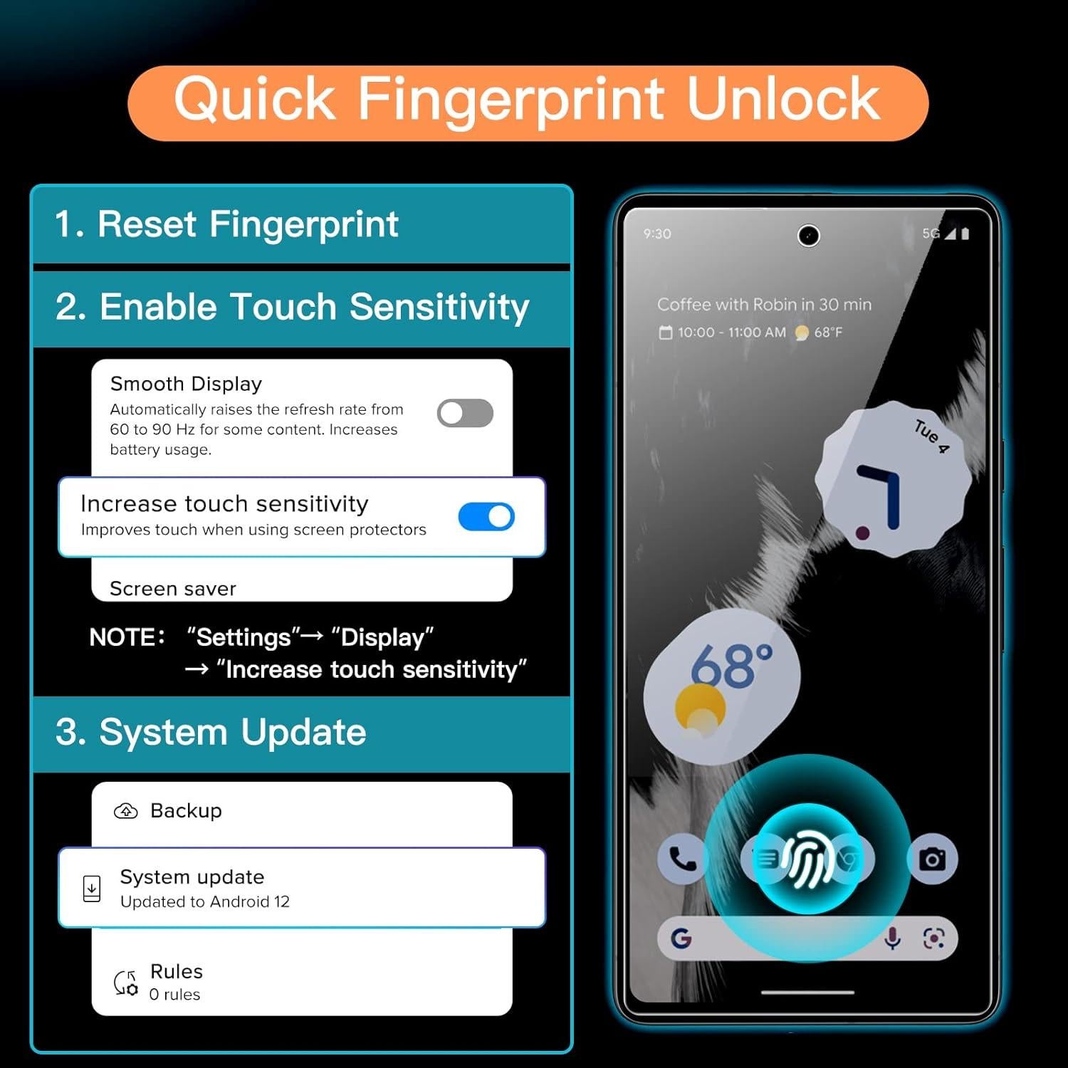 Protector de Pantalla JETech para Google Pixel 7 - Vidrio Templado HD - Paquete de 3