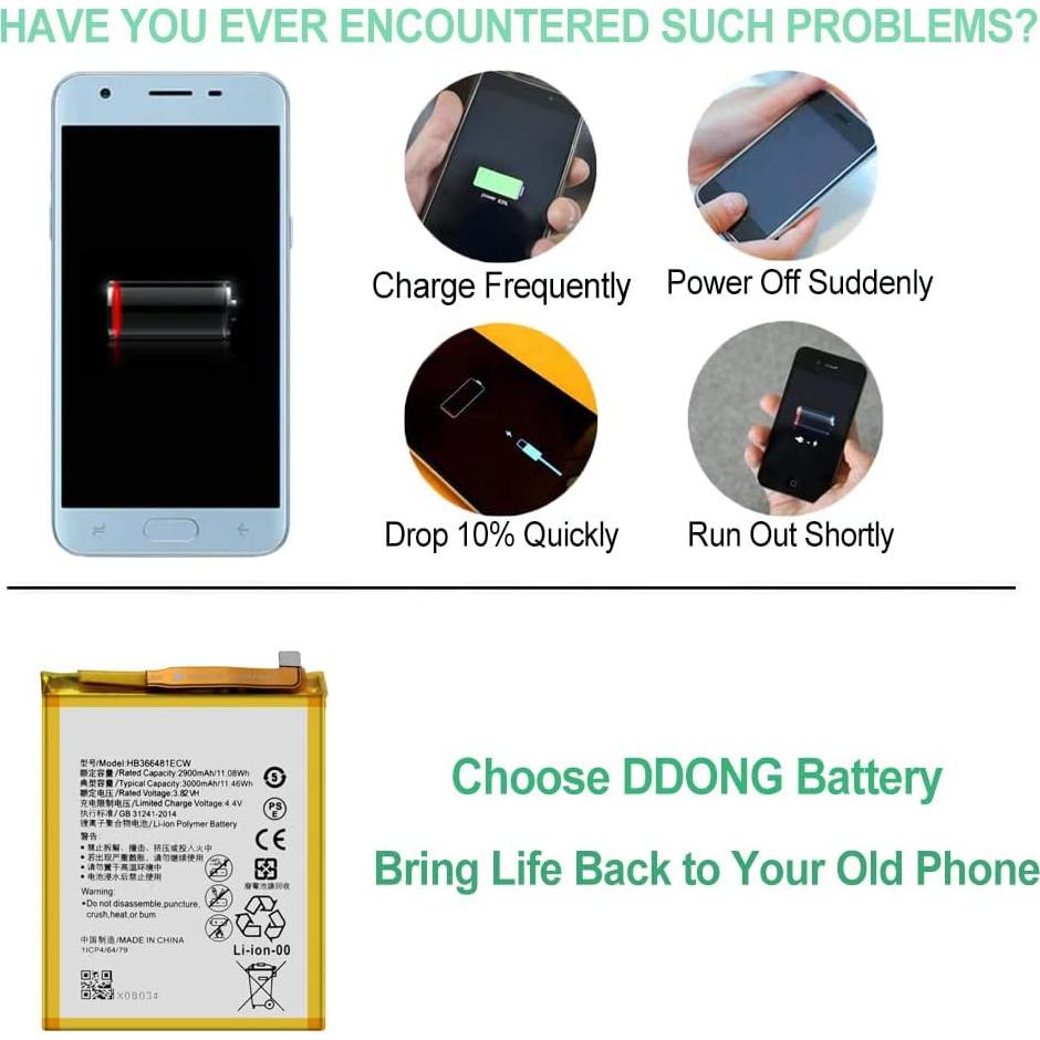Batería de Reemplazo DDONG HB366481ECW para Huawei P20 Lite