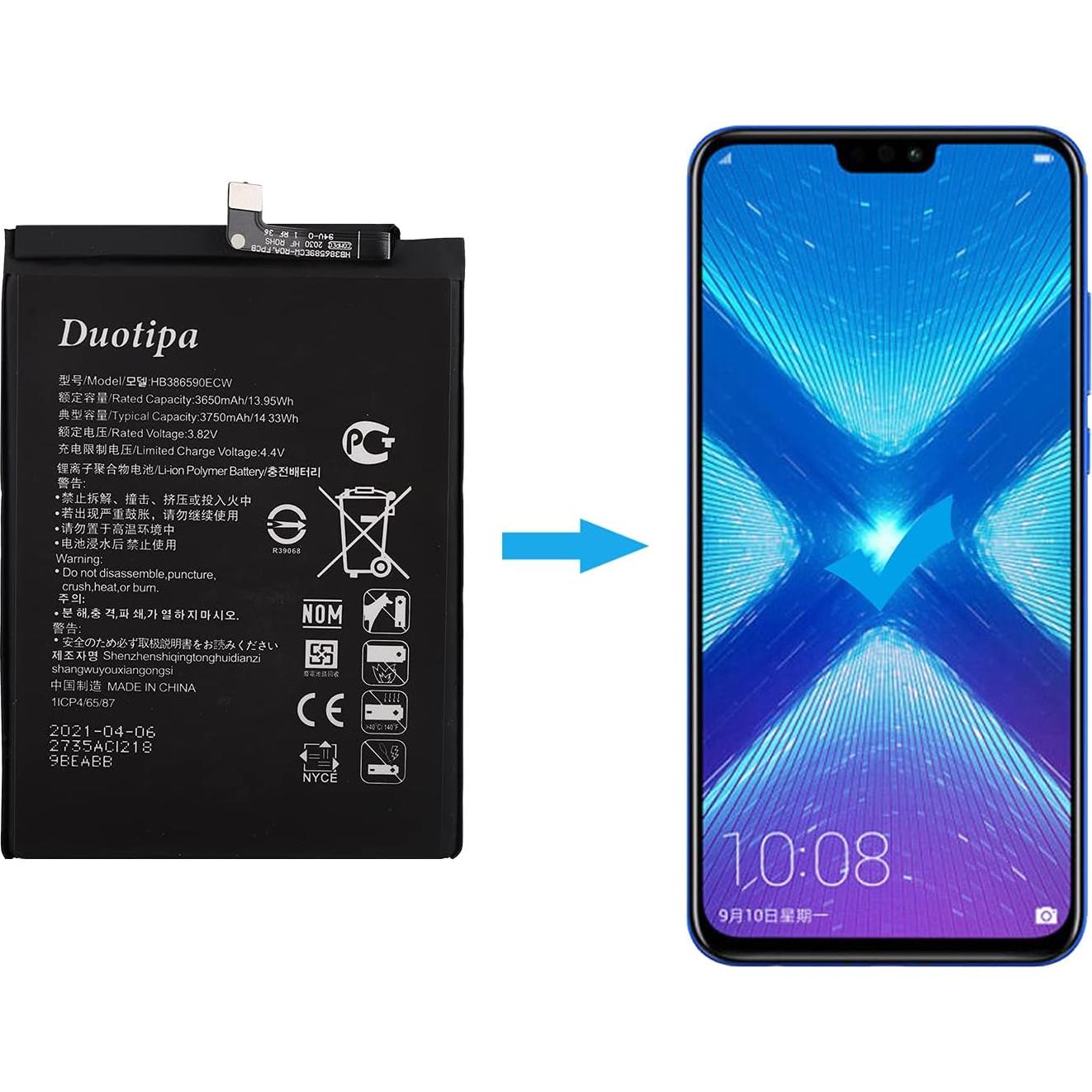 Batería Duotipa HB386590ECW 3750mAh para Honor 8X Nova 5T