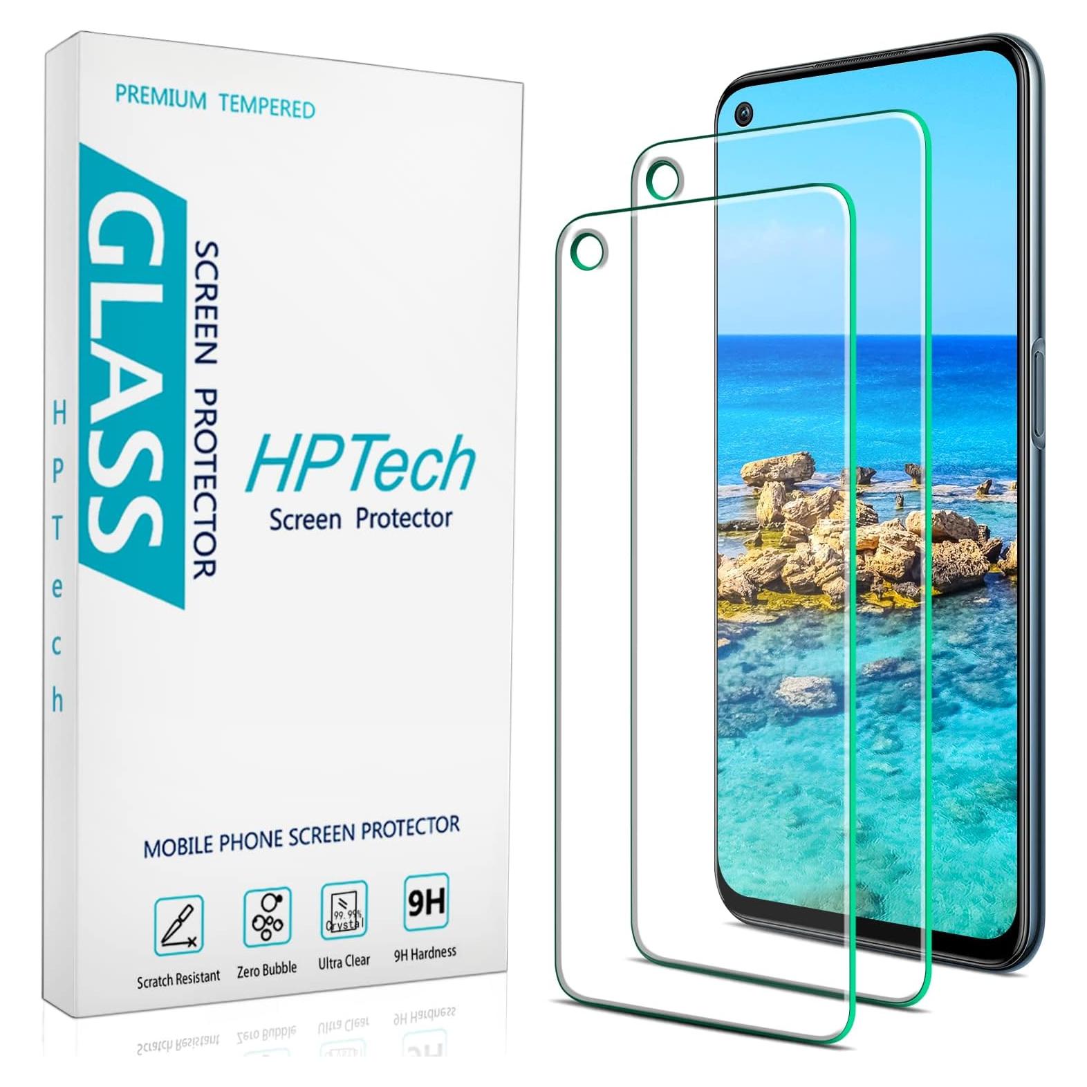 Protector de Pantalla HPTech para OnePlus Nord N200 5G - 2 Piezas, Vidrio Templado 9H, Anti Rayones, Libre de Burbujas