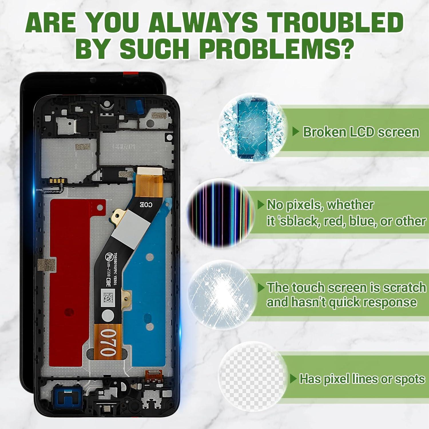 Reemplazo Pantalla LCD ZTE Blade A54 Negro con Marco y Herramientas