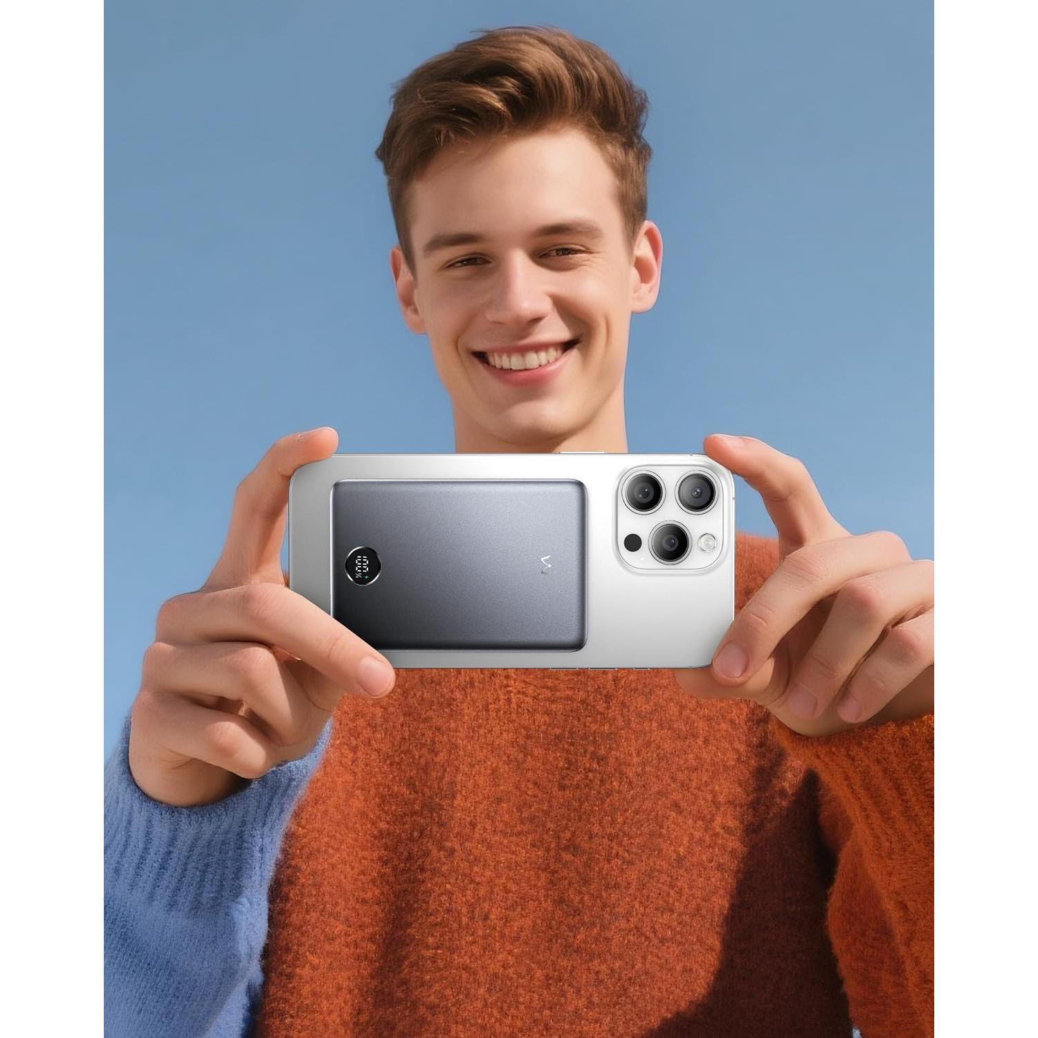 Cargador Portátil Magnético iWALK 5000mAh Carga Inalámbrica Gris