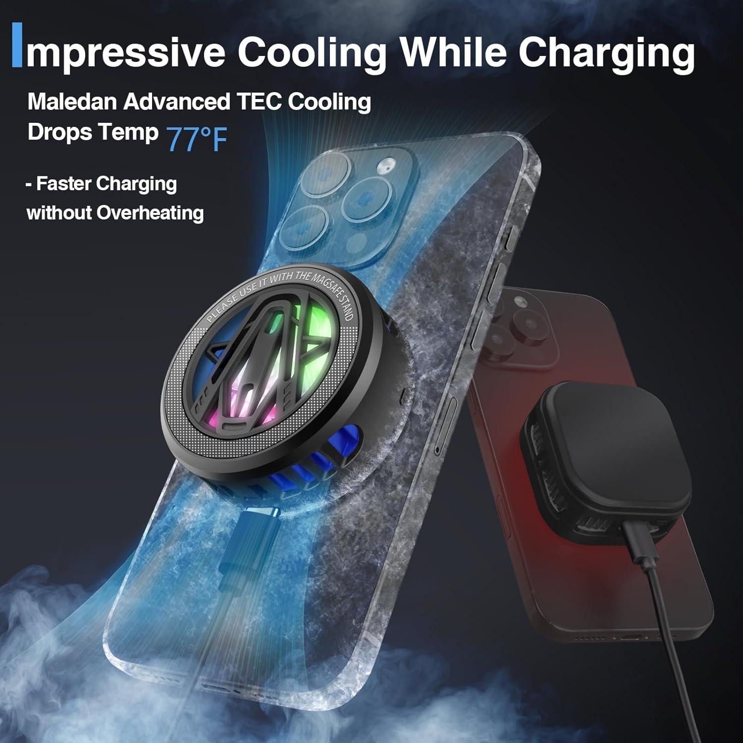 Cargador Inalámbrico Maledan Qi2 15W con Enfriador para iPhone