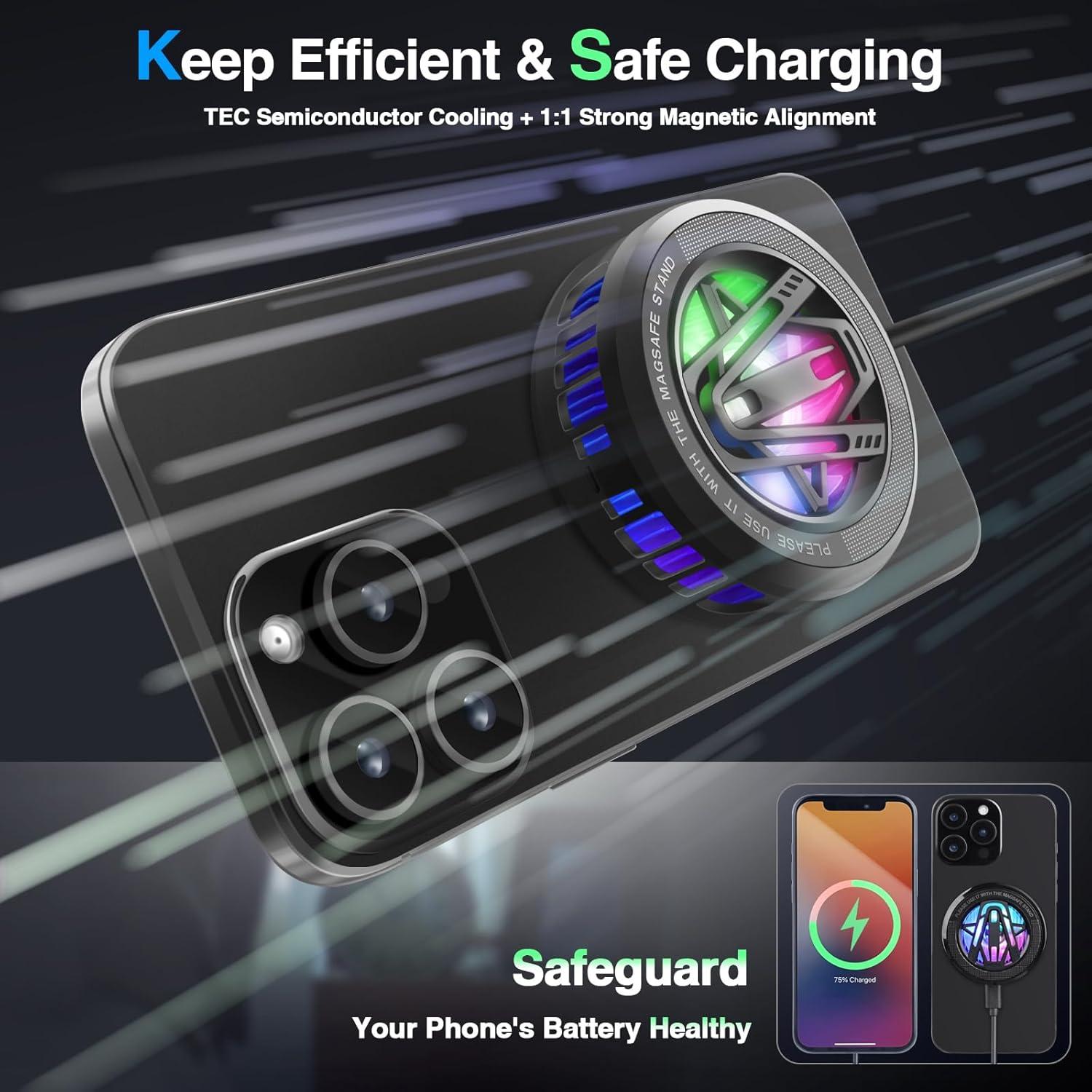 Cargador Inalámbrico Maledan Qi2 15W con Enfriador para iPhone