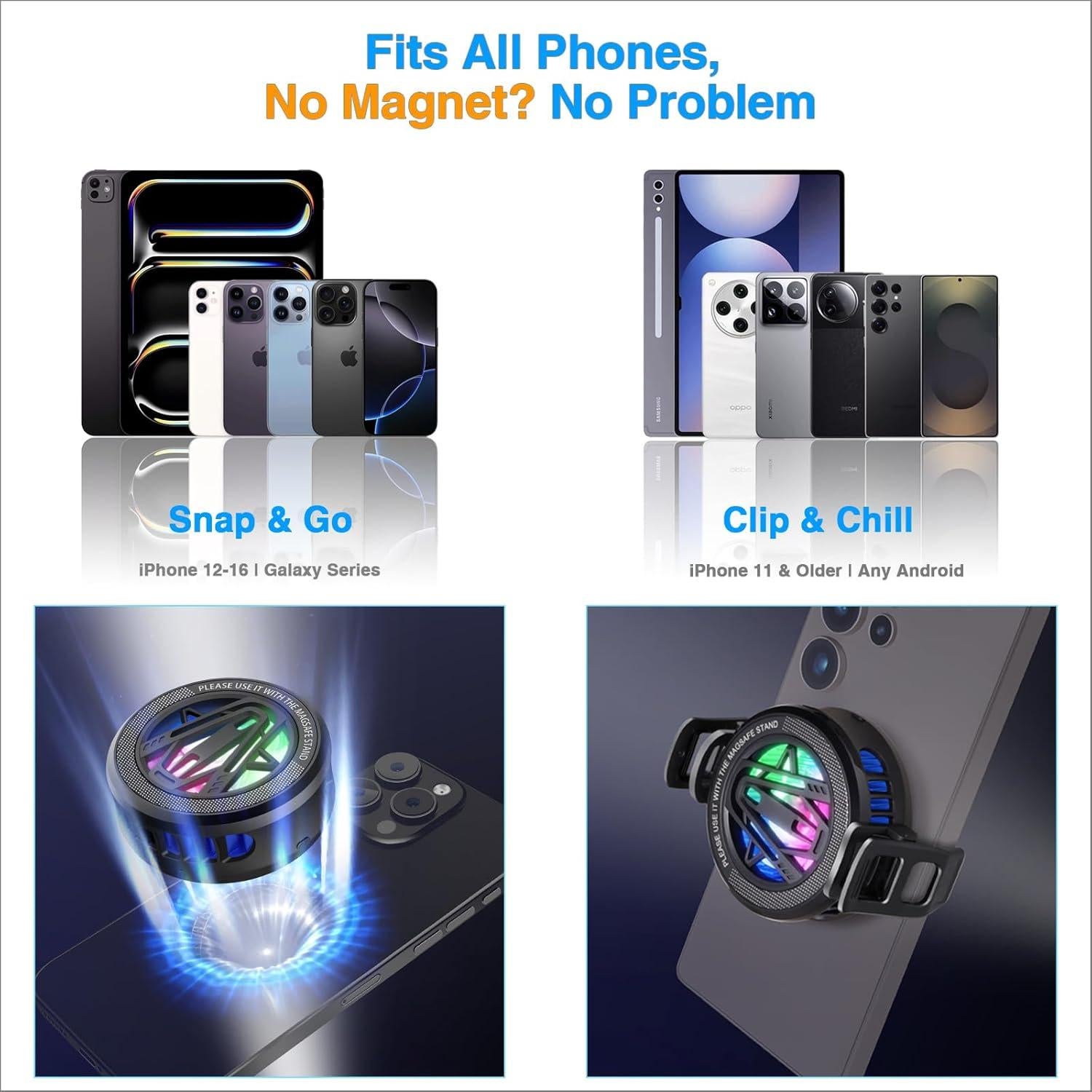 Cargador Inalámbrico Maledan Qi2 15W con Enfriador para iPhone