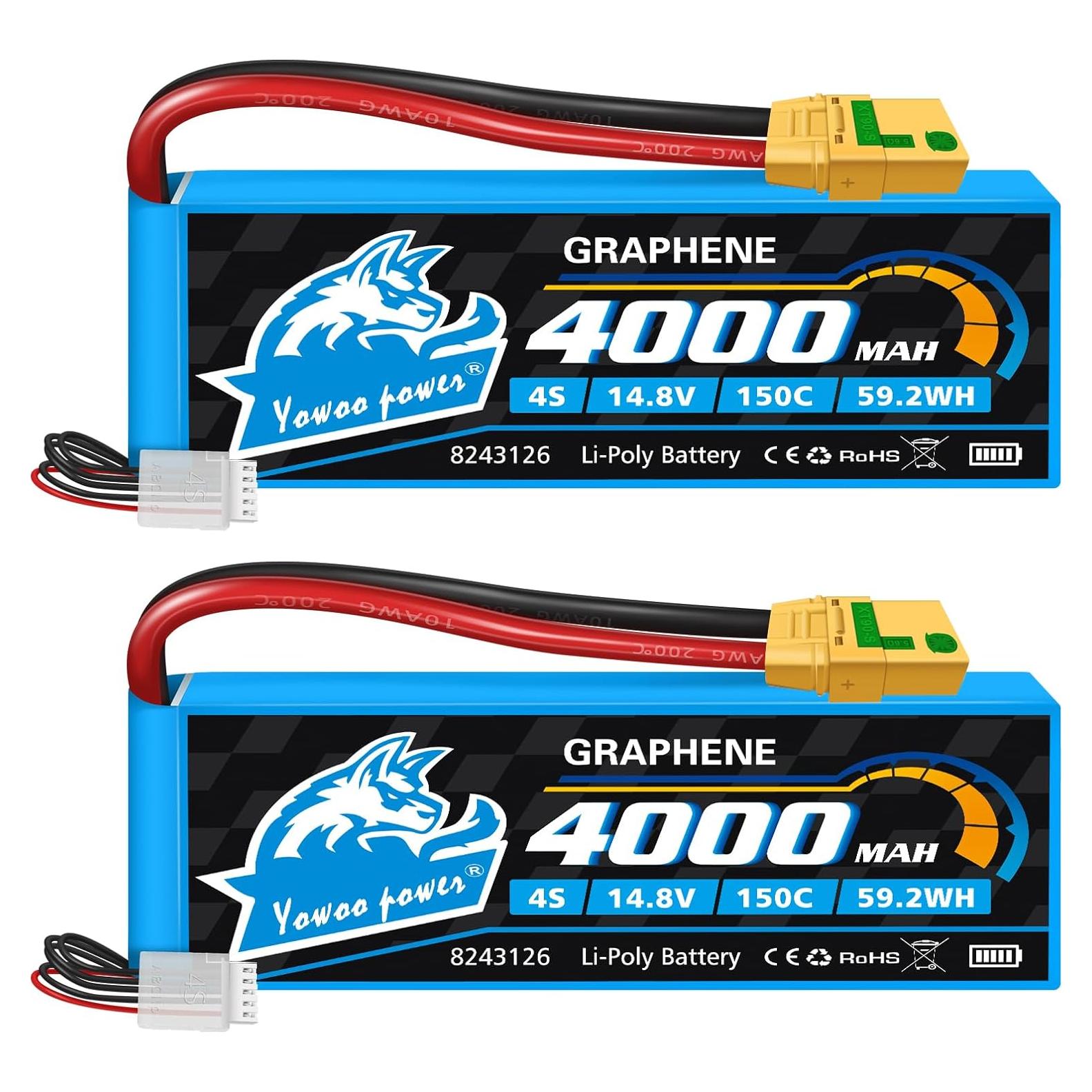 Batería Lipo Yowoo 4S 4000mAh 14.8V 150C con Conector XT90S