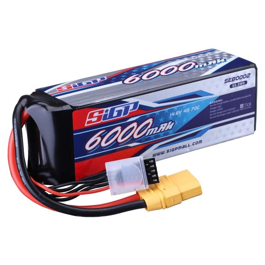 Batería Lipo 6000mAh 14.8V 4S 70C SIGP con Conector XT90
