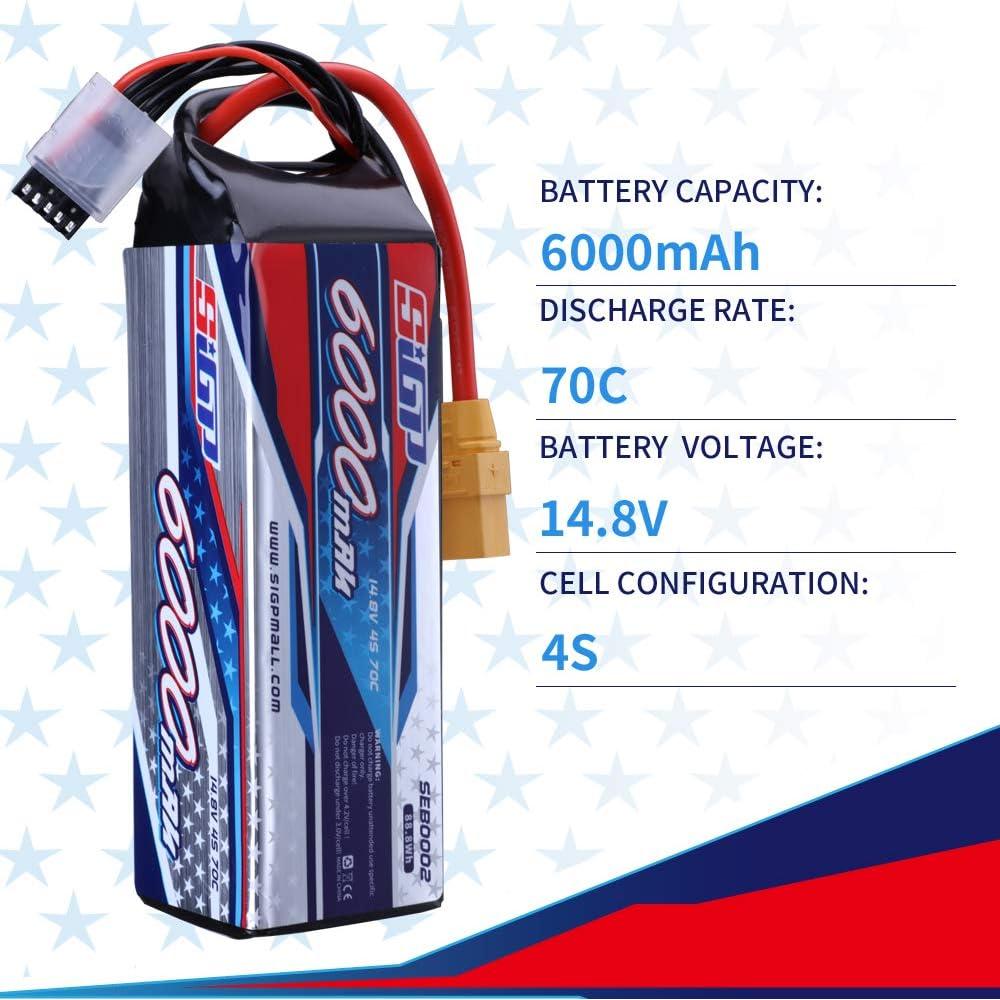 Batería Lipo 6000mAh 14.8V 4S 70C SIGP con Conector XT90