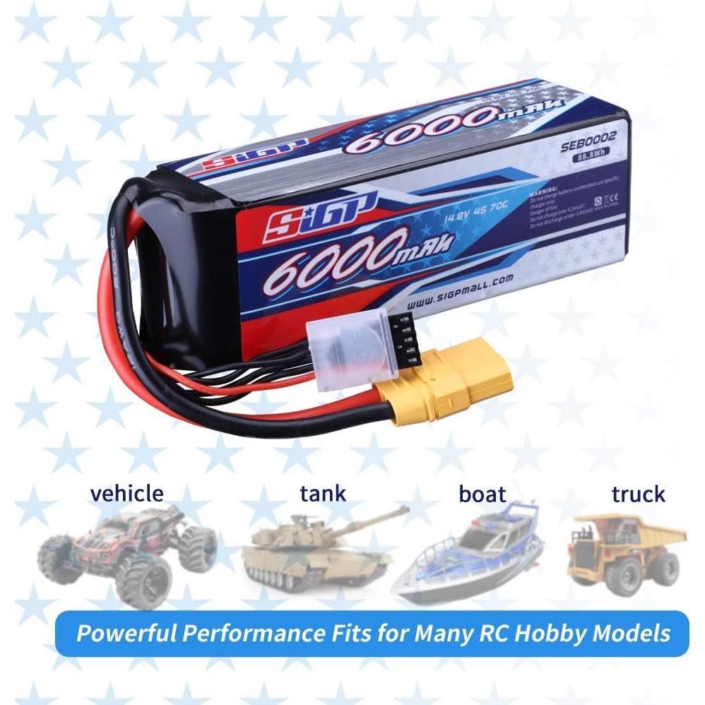 Batería Lipo 6000mAh 14.8V 4S 70C SIGP con Conector XT90
